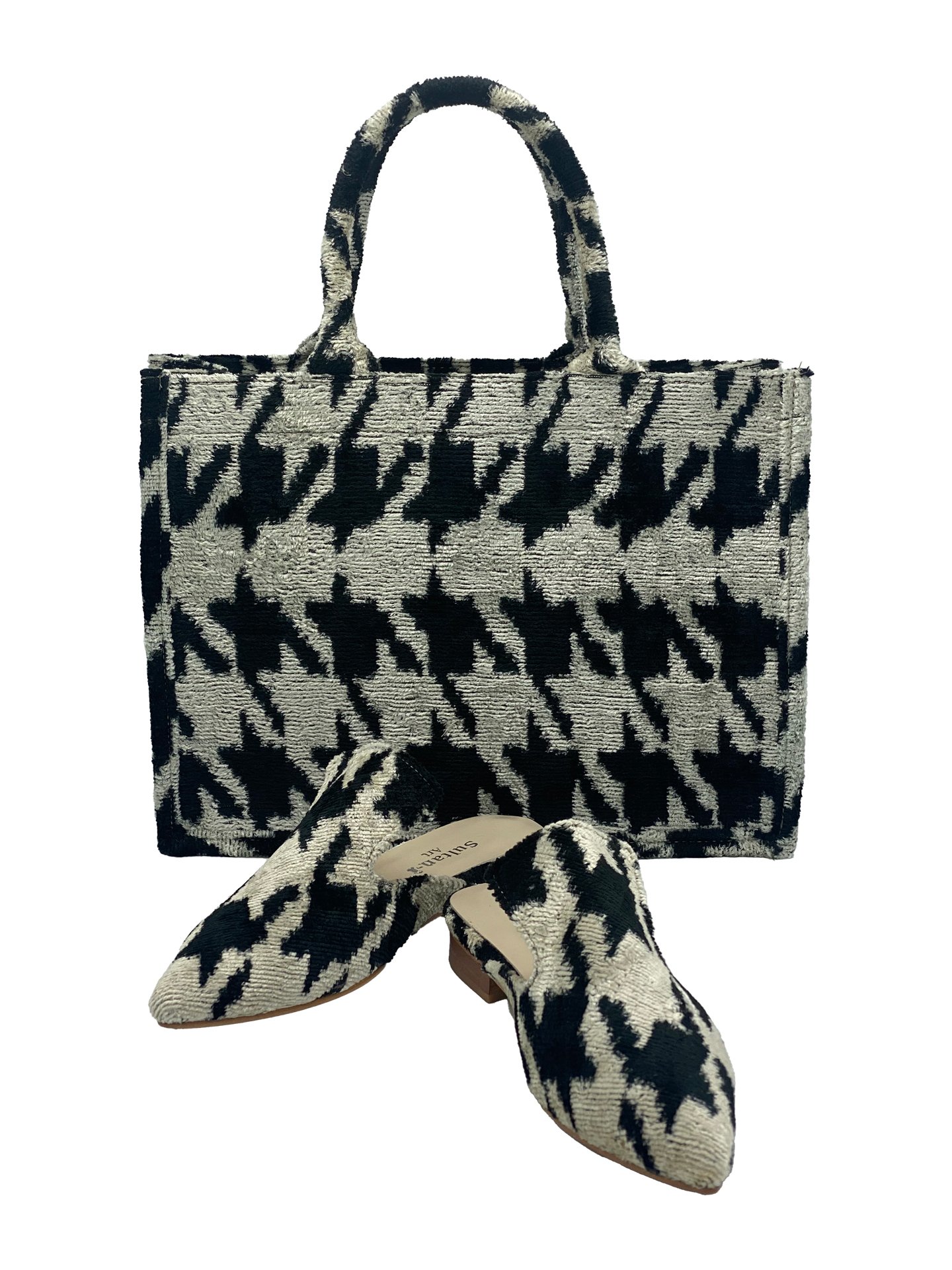 Milan Medium Tote Bag & Slippers Set,Women Slippers And Bag Set-Crowbar Pattern