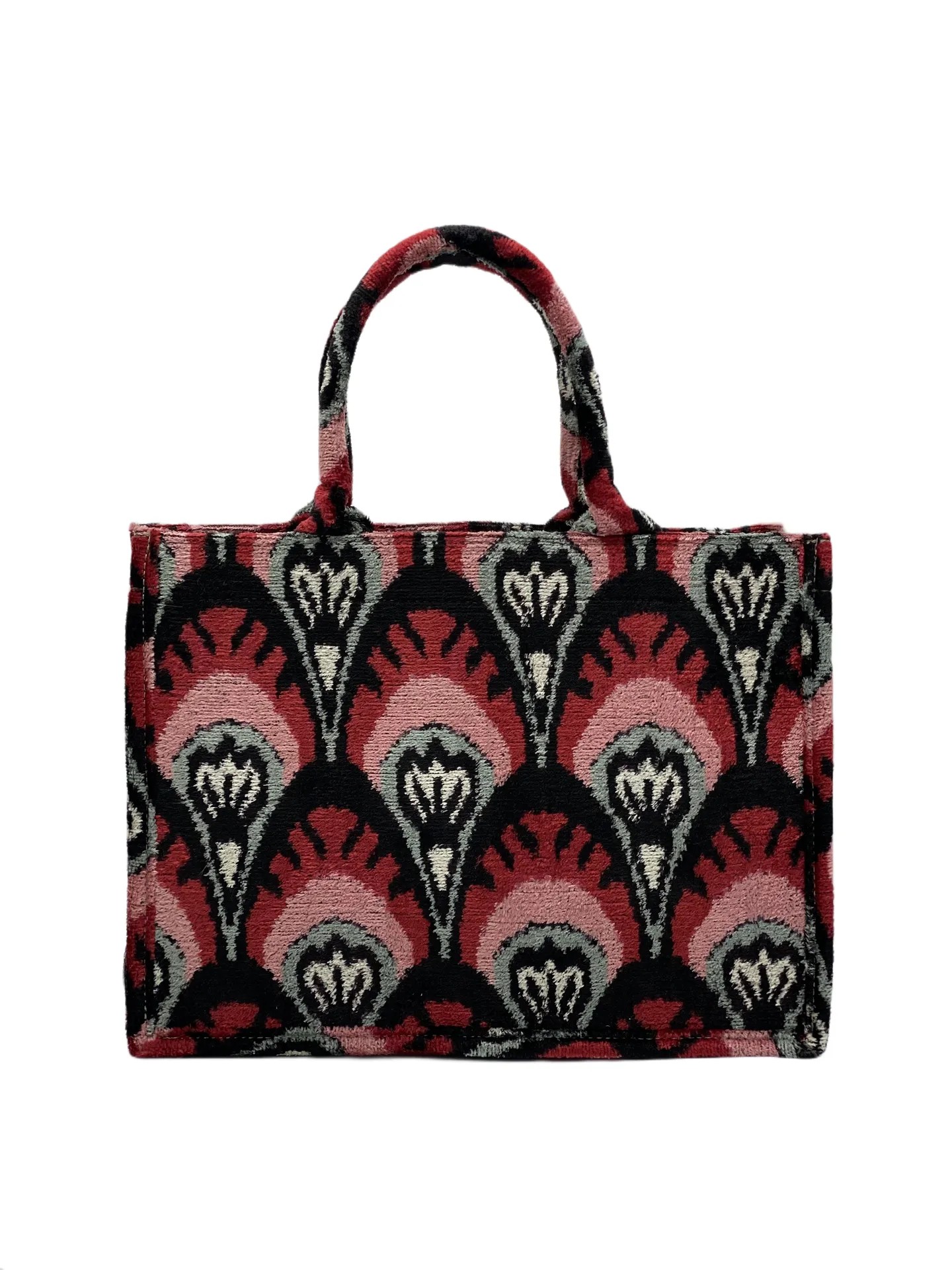 Queen Medium Tote Bag,Silk Velvet Woman Tote Bag-Pink,Red