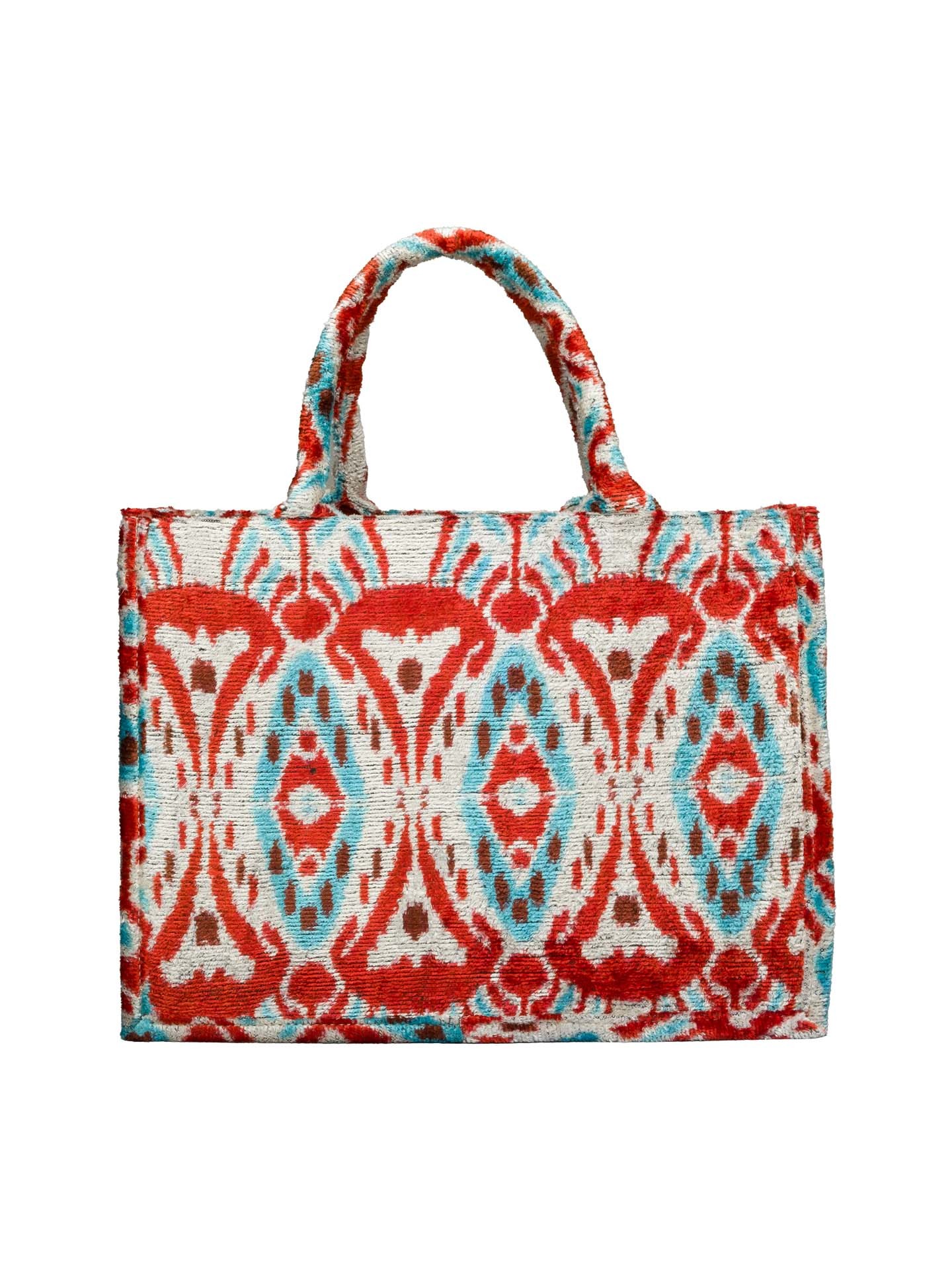 Indian Medium Tote Bag,Silk Velvet Woman Tote Bag-Red,Beige