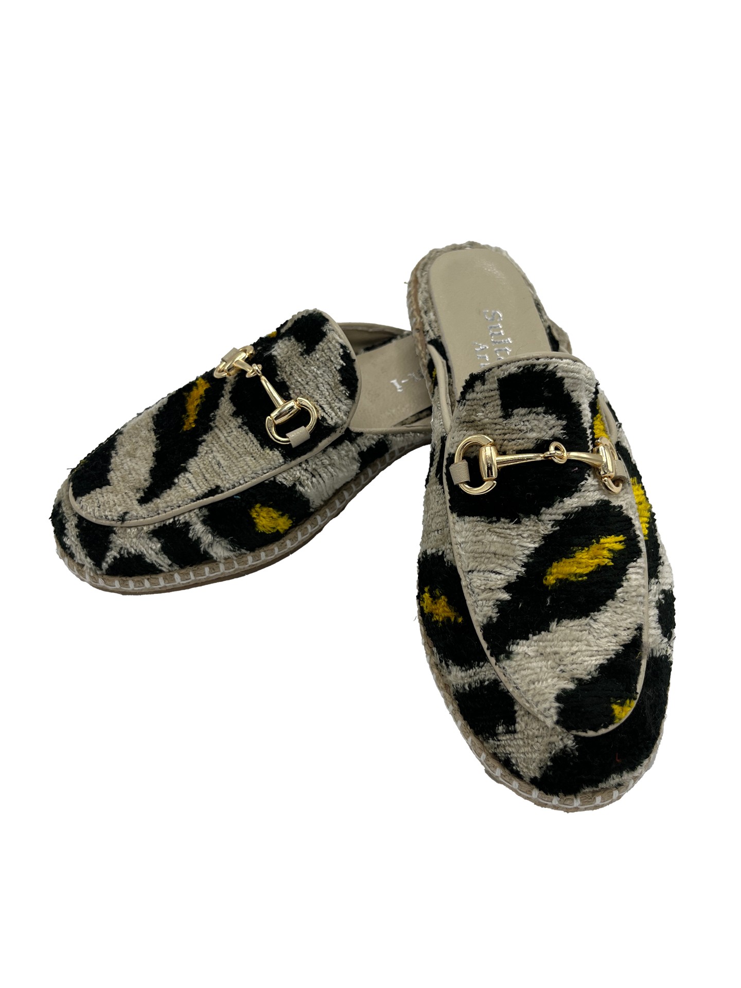 Leopard G Espadrille,Buckle Detailed,Silk,Jute Sole,Handmade Women's Patterned Espadrille Slippers - Leopard