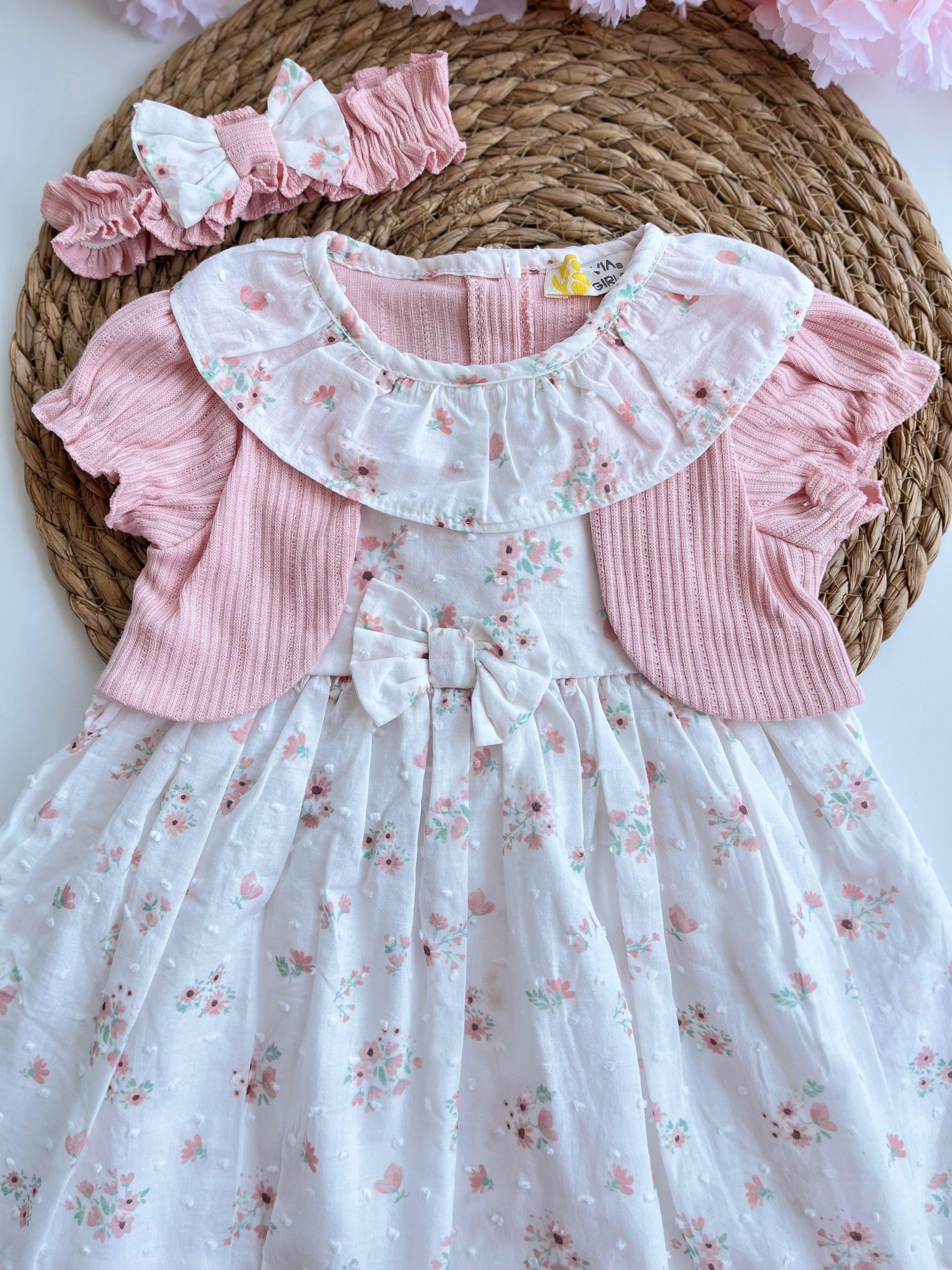 Bandanalı Bolero Detaylı Elbise - Pembe