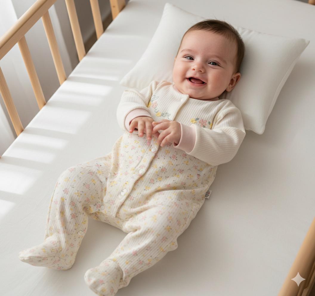 Kız Bebek Flover Çiçek Desenli Tulum - Pudra