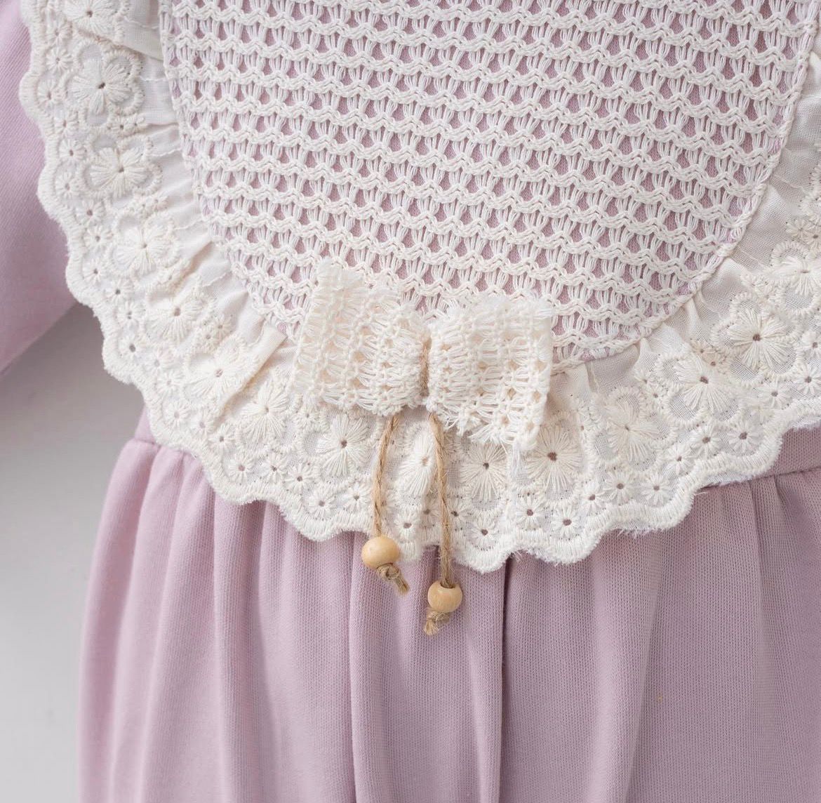Kız Bebek Dantel Detaylı Tokalı Takım - Lila