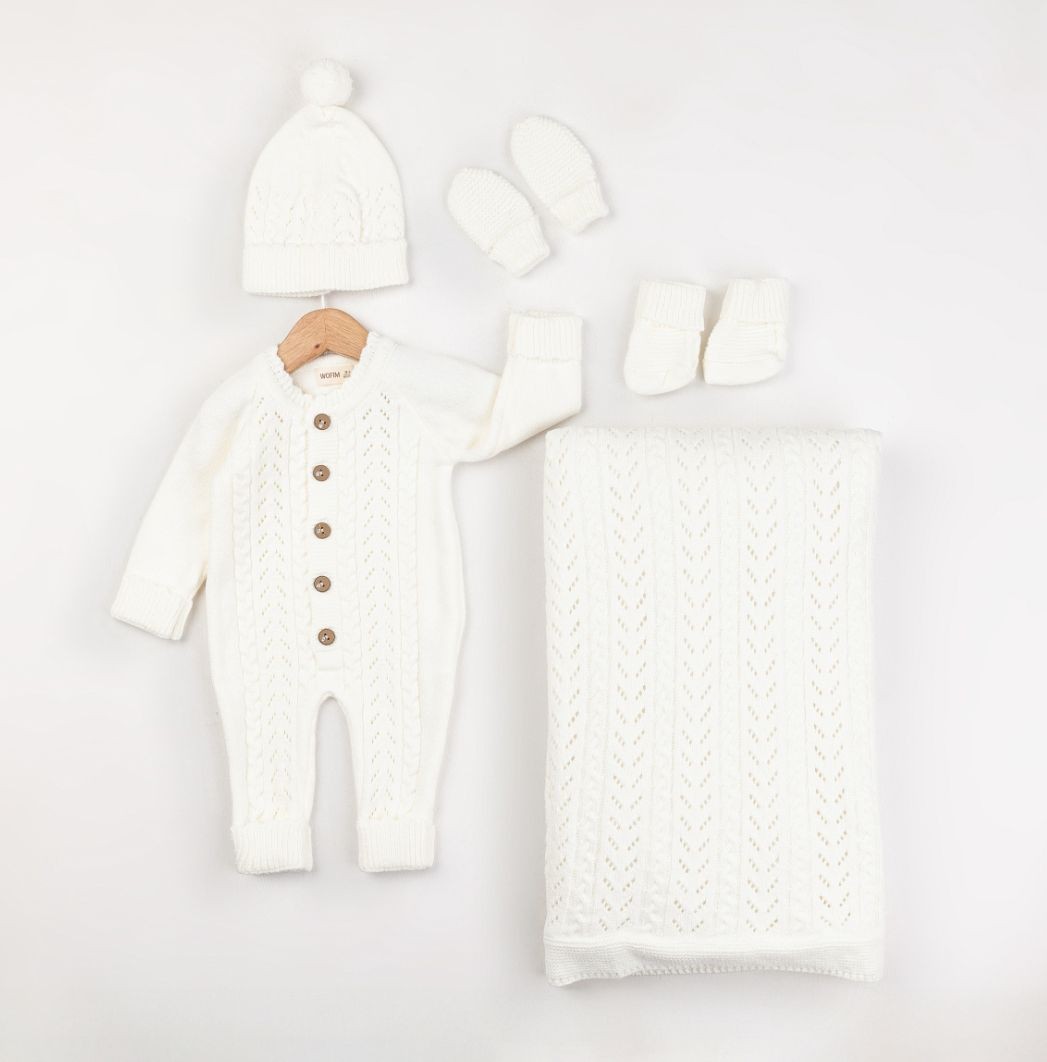 Unisex Premium Triko 5'li Yenidoğan Set - Beyaz