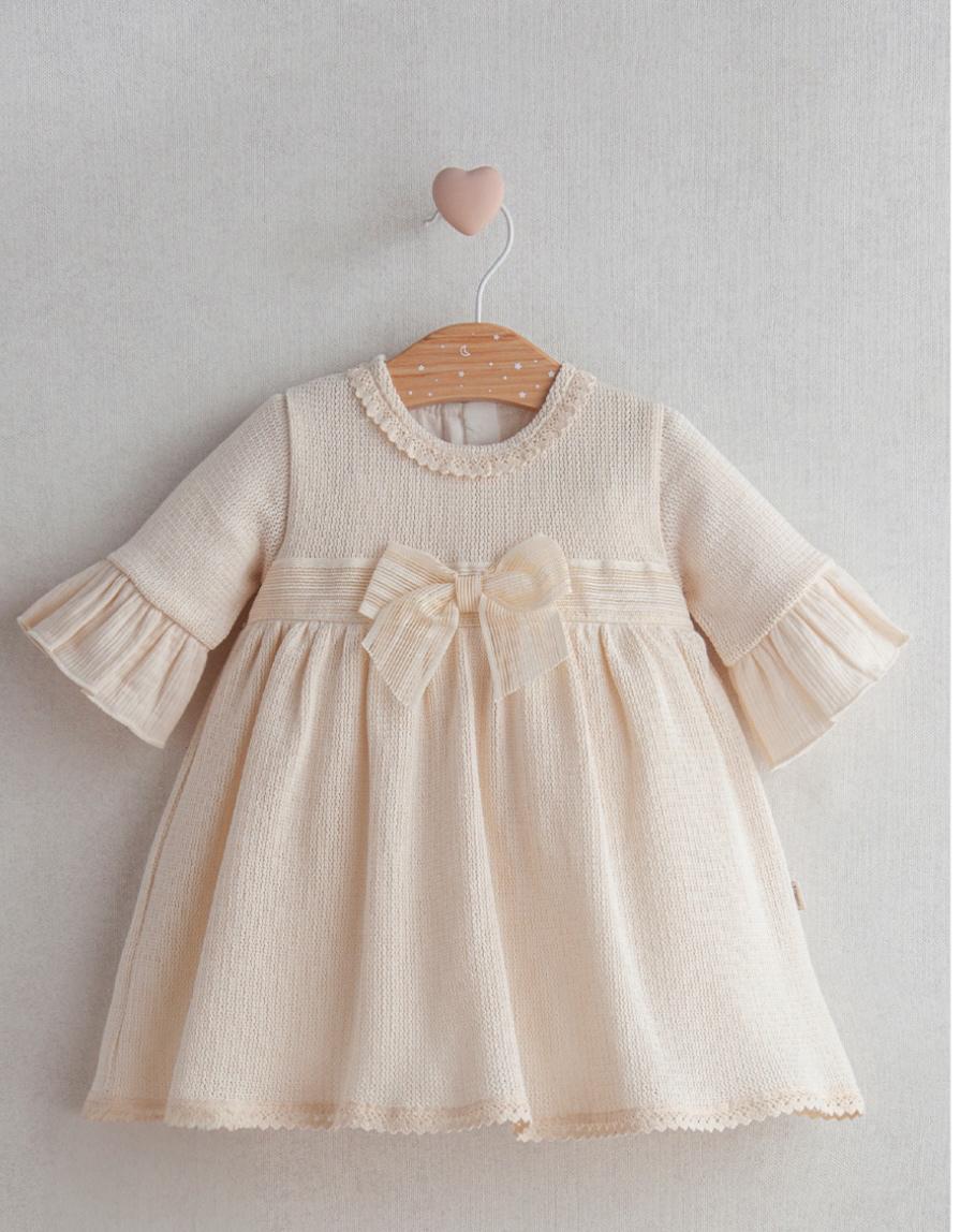 Kız Bebek Dantel Detaylı Fiyonklu Elbise