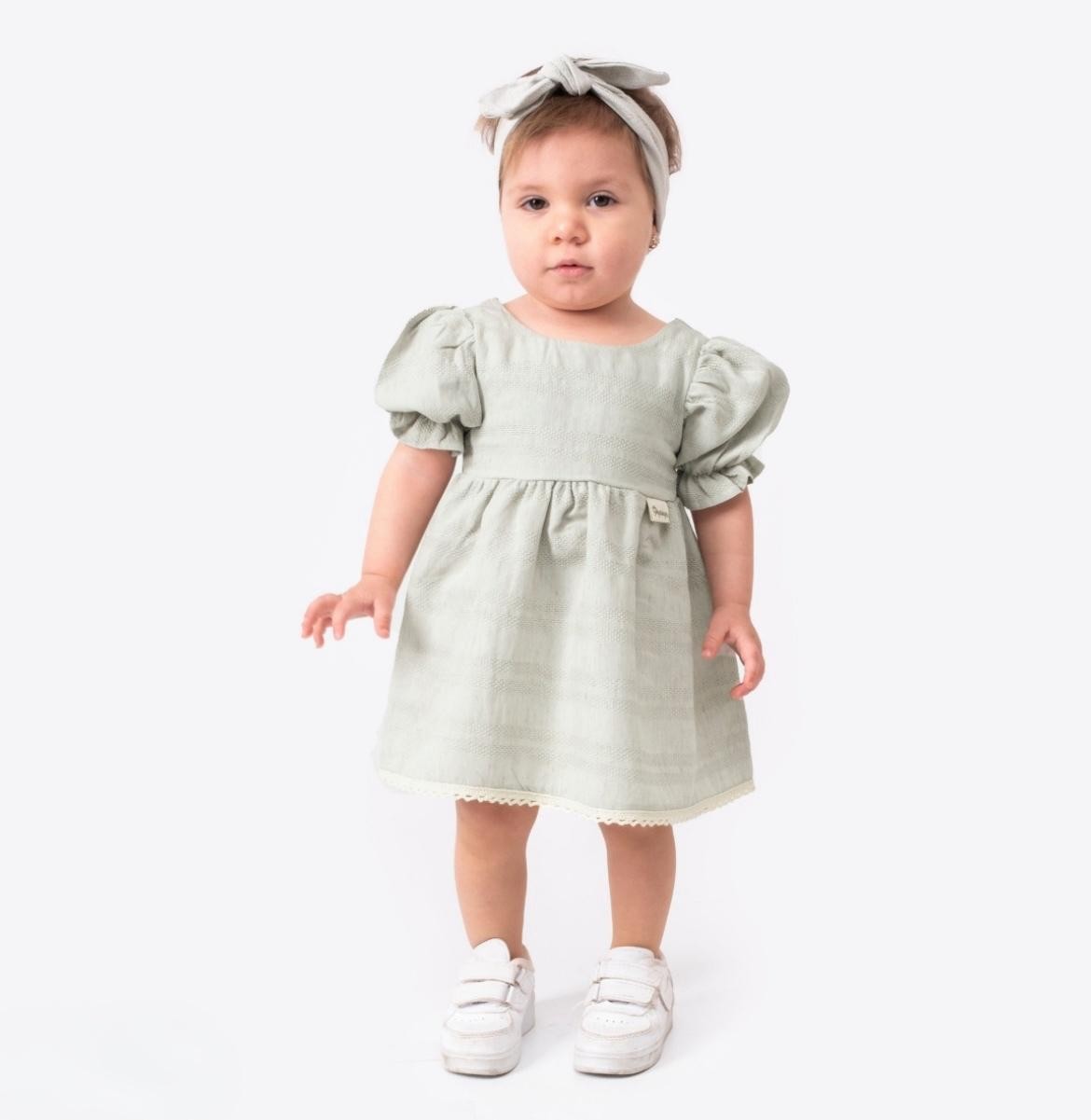 Kız Bebek  Bandanalı Elbise - Mint