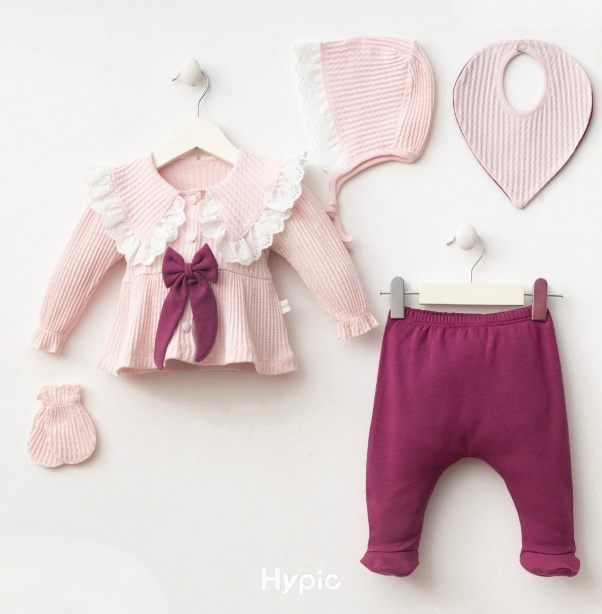 Kız Bebek 5'li Mary Hastane Çıkış Set -Mürdüm