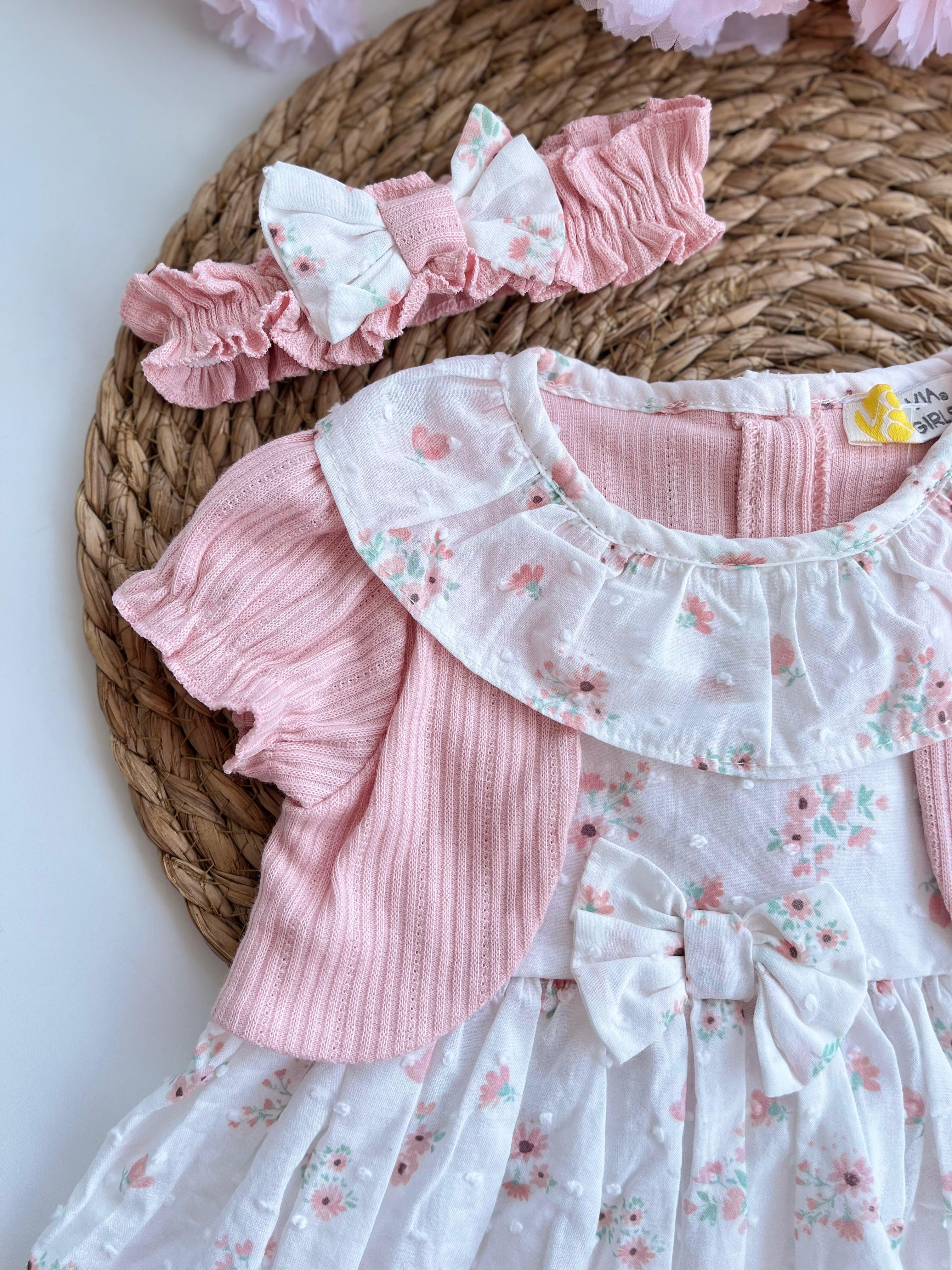 Bandanalı Bolero Detaylı Elbise - Pembe
