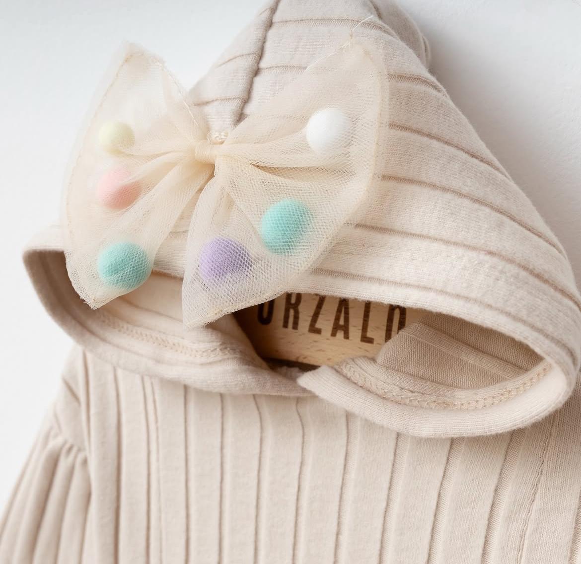 Kız Bebek Candy  Ponponlu Puffy Elbise - Vanilya