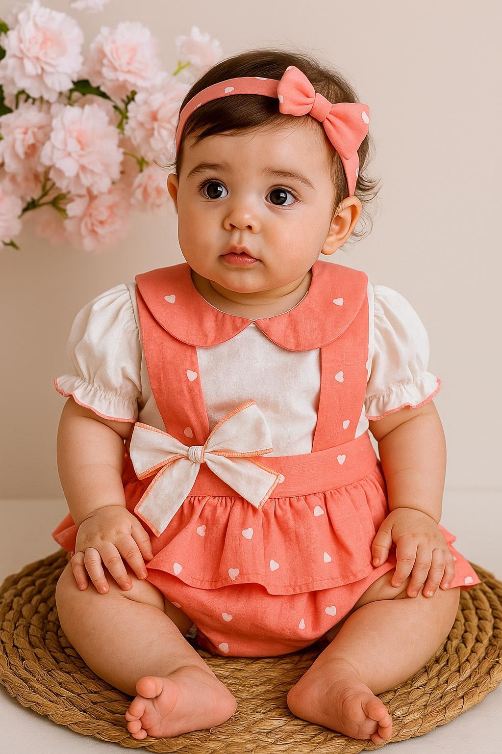 Bebe Yaka Romper 2'li Takım - Pembe