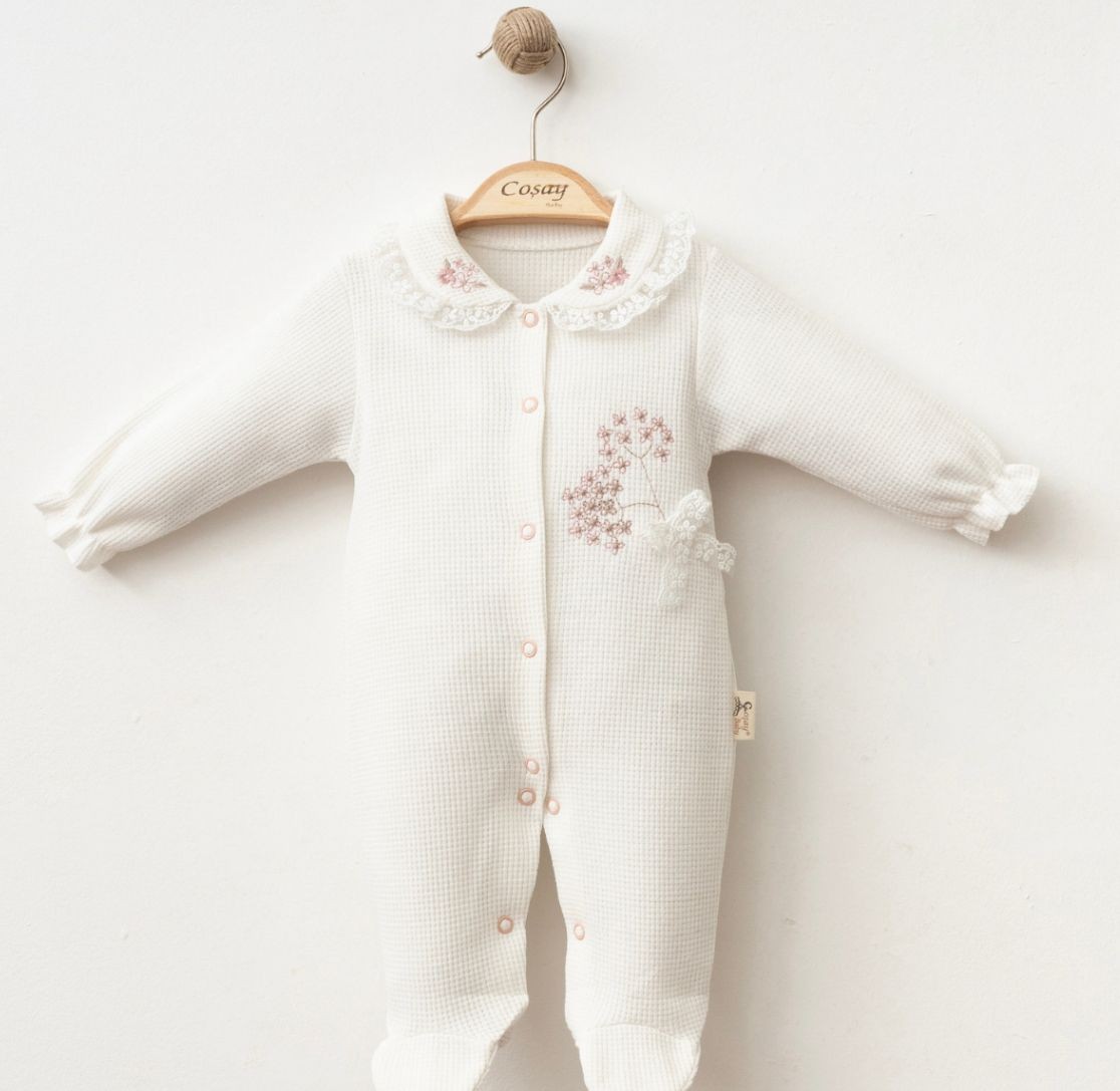 Kız Bebek Dantel Detaylı Çiçek Nskışlı Tulum