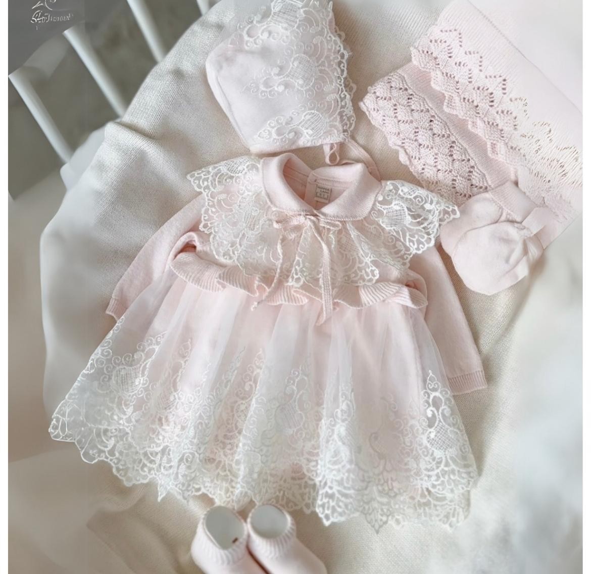 Premium %100 Pamuk Lora Dantelli 5'li Set - Pembe