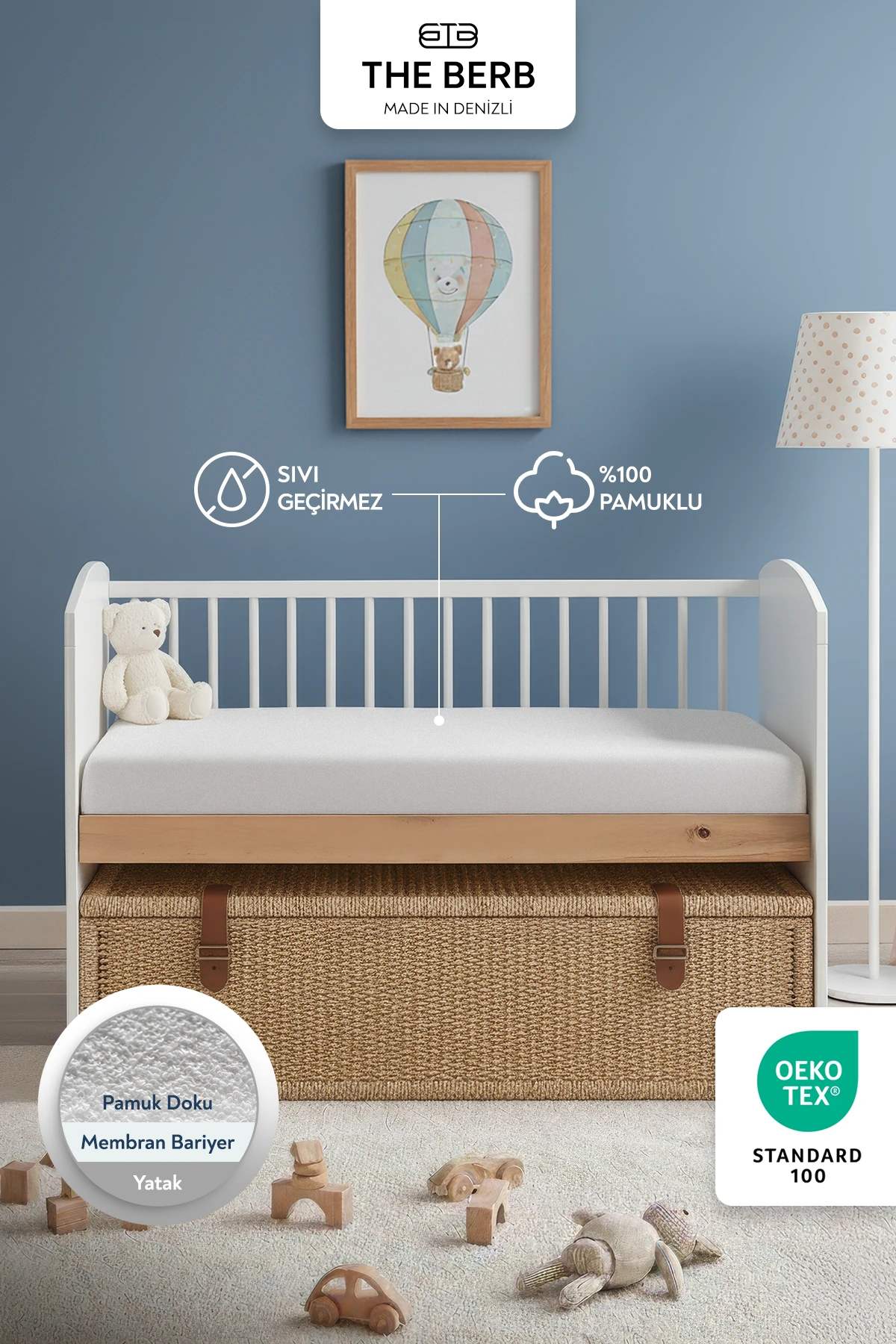 | %100 Pamuklu Sıvı Geçirmez Bebek & Çocuk Alezi | Full Kenar Yatak Koruyucu | Beşik ve Kreş Alezi