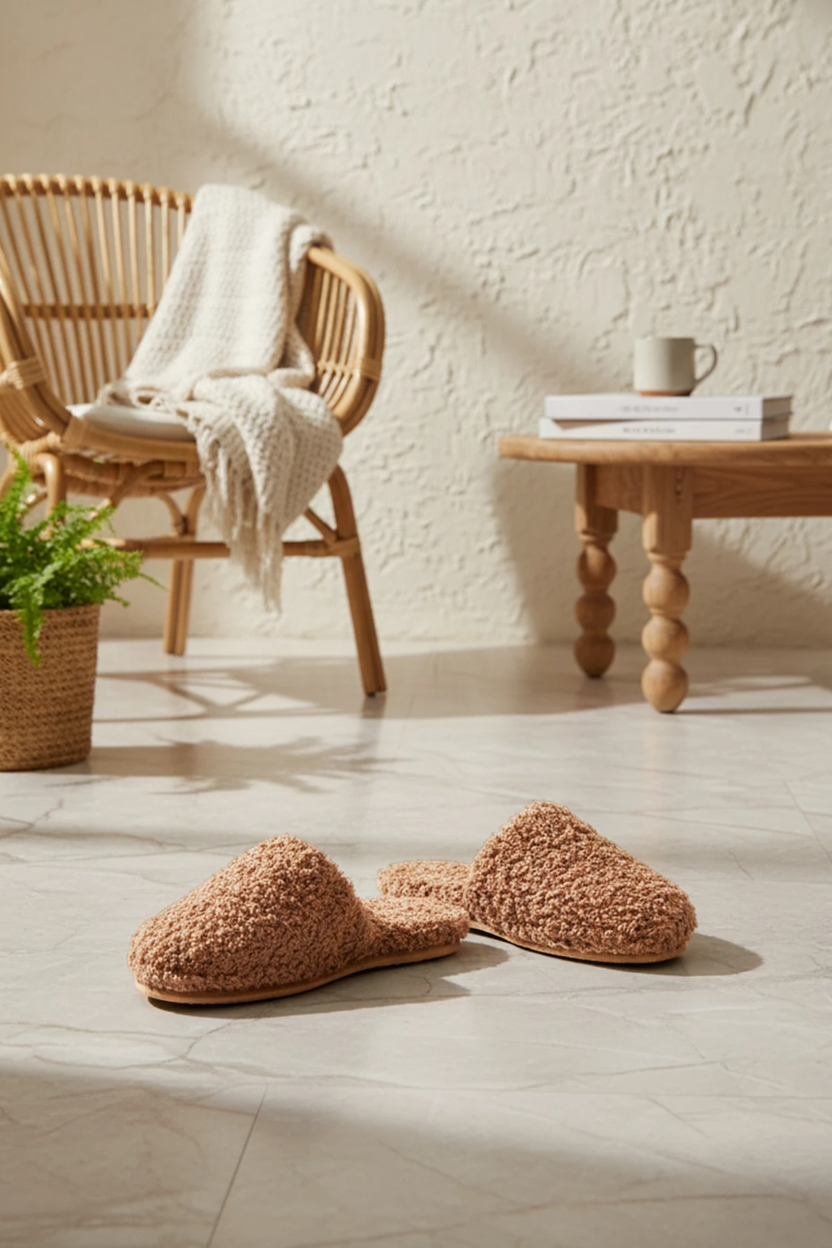 Yumuşak Teddy Ev Terliği | Yüksek Kalın Taban | Ses Yapmaz | Kaydırmaz | Ev/Çeyiz Terliği | Unisex