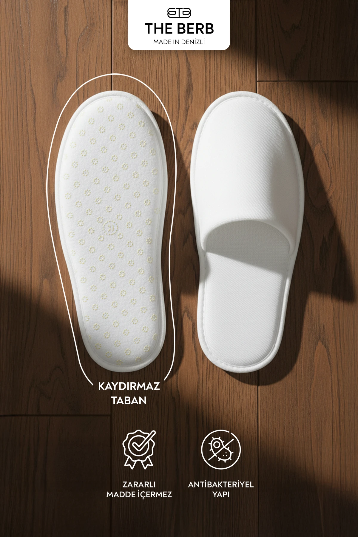 10 Çift | Beyaz Tek Kullanımlık Premium Otel&Spa Terliği | Kaydırmaz Tabanlı