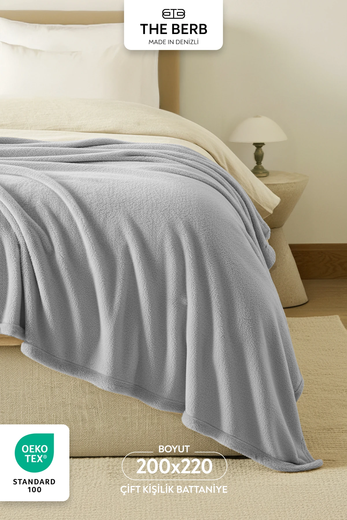 | Çift Kişilik Welsoft Battaniye | 200X220 cm | Ultra Yumuşak | 6 Farklı Renk Seçeneği - Gri