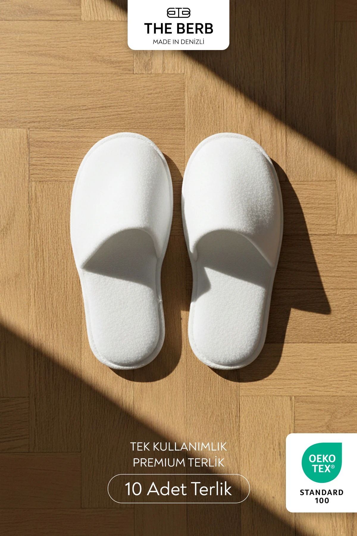 10 Çift | Niki Kadife Tek Kullanımlık Premium Otel&Spa Terliği | Kaydırmaz Tabanlı | Beyaz