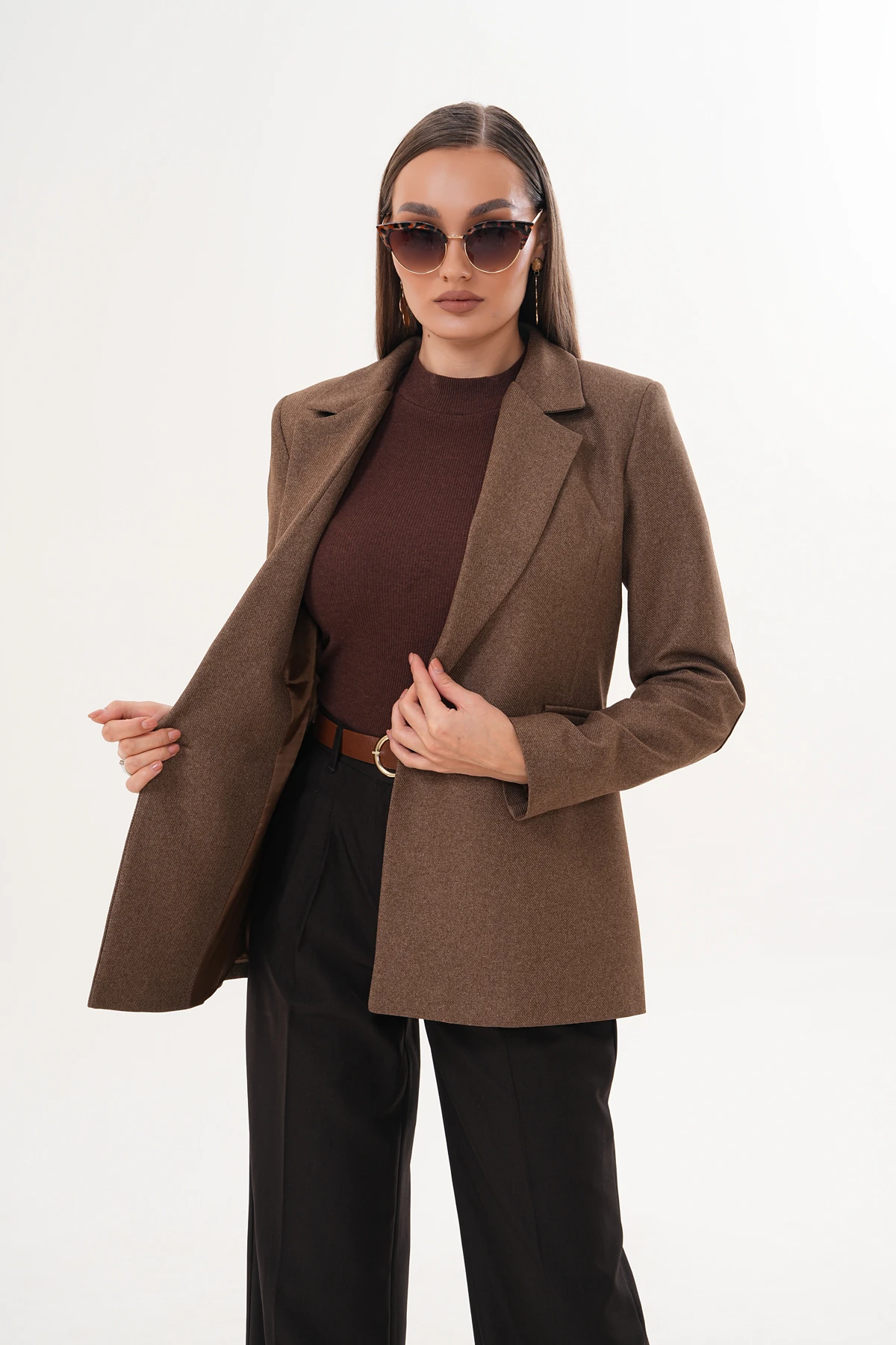 Cita Tek Düğmeli Vizon Ceket