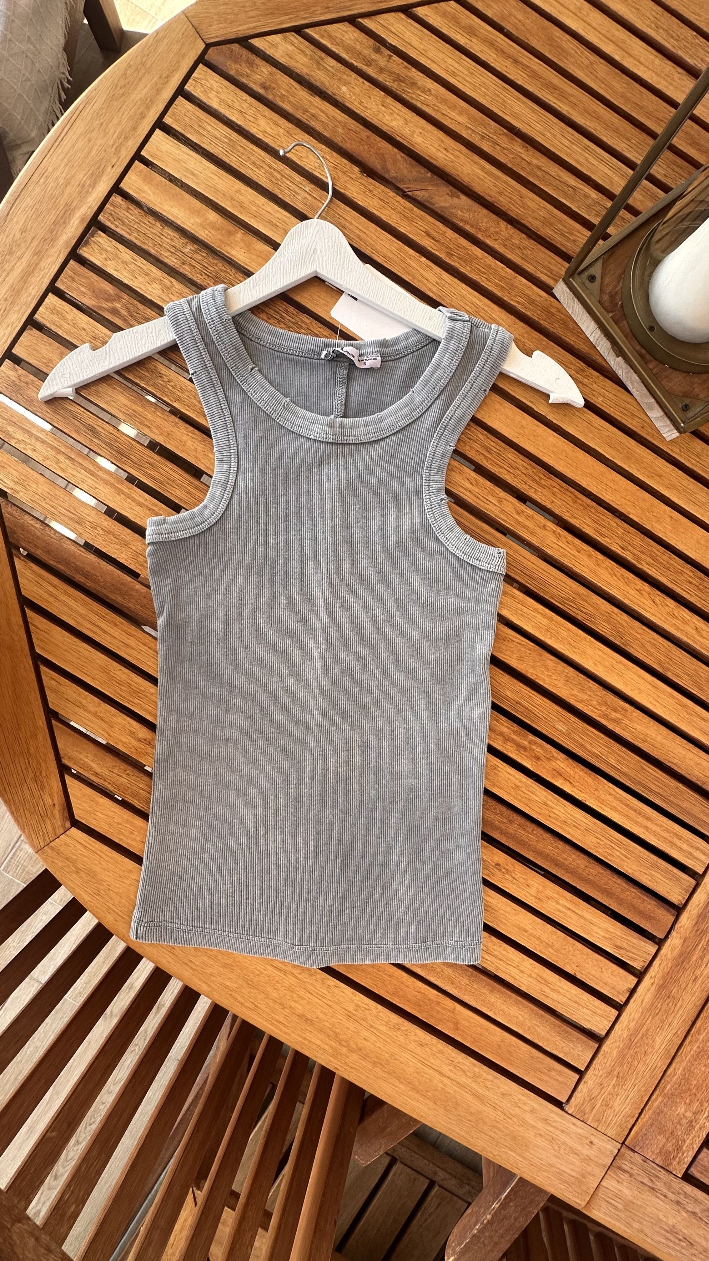 Silky Gri Halter Yaka Badi