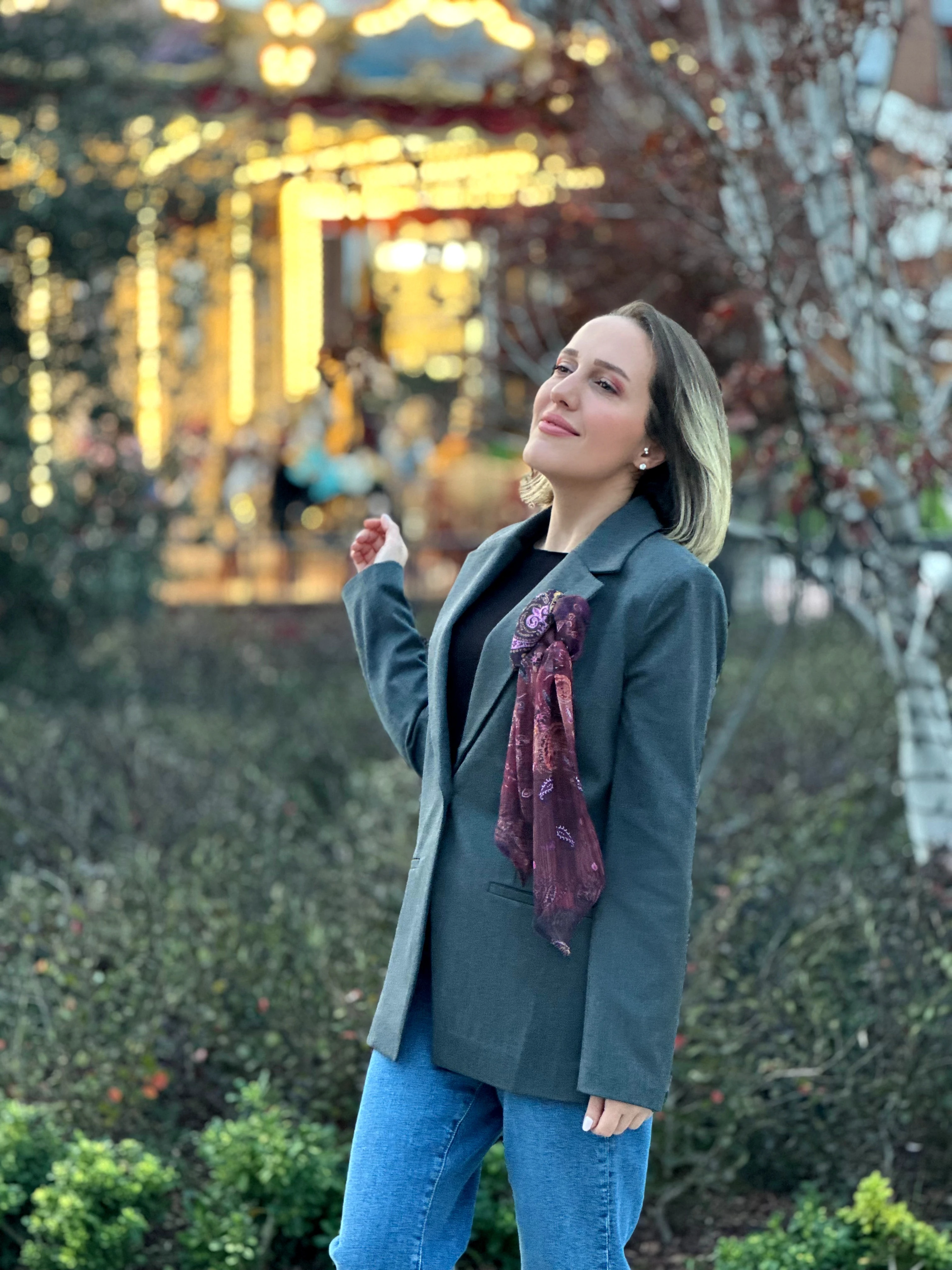 Frontera Antrasit Fularlı Ceket