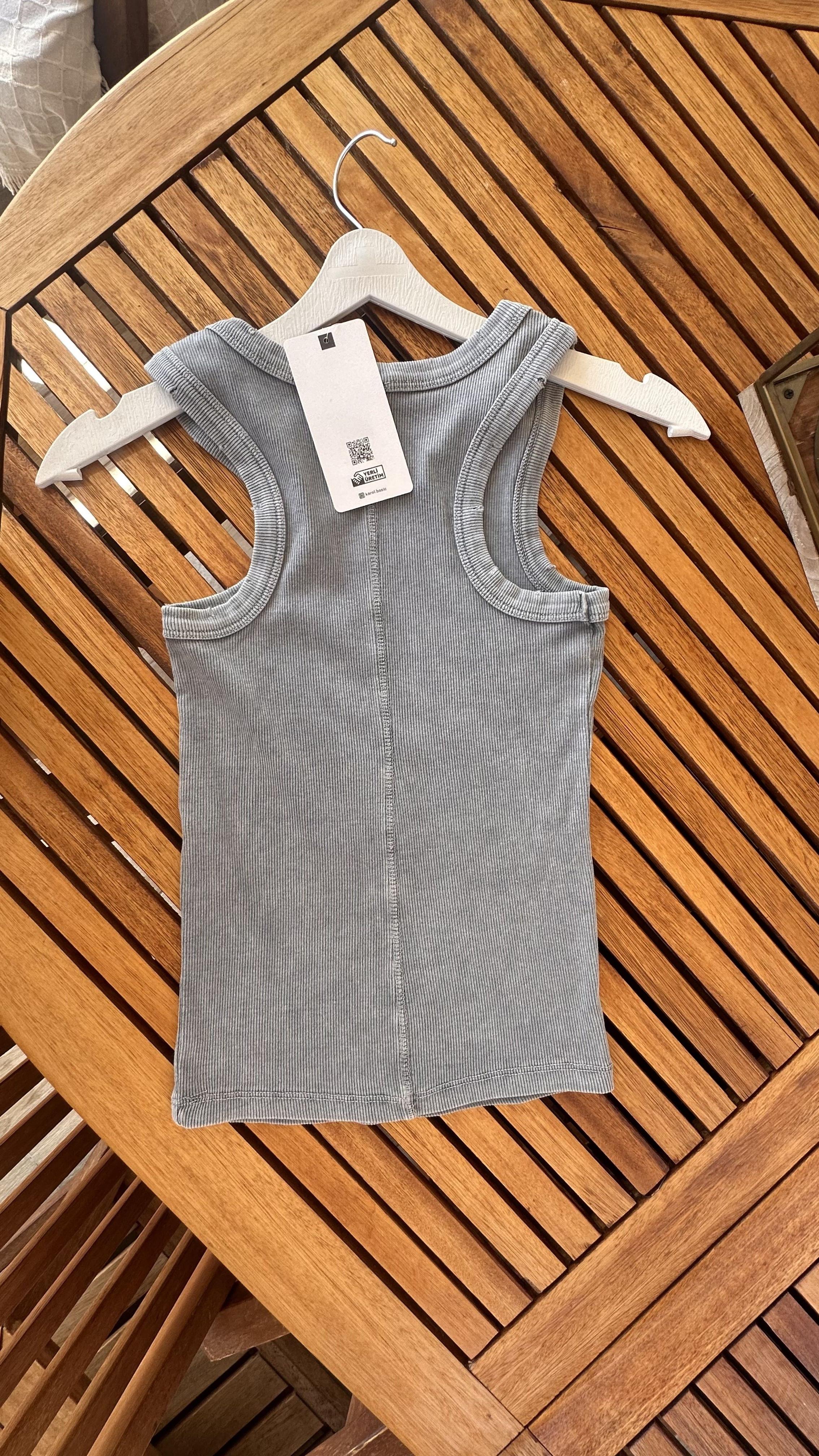 Silky Gri Halter Yaka Badi