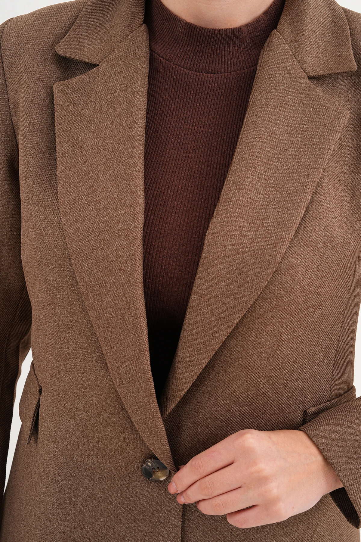 Cita Tek Düğmeli Vizon Ceket