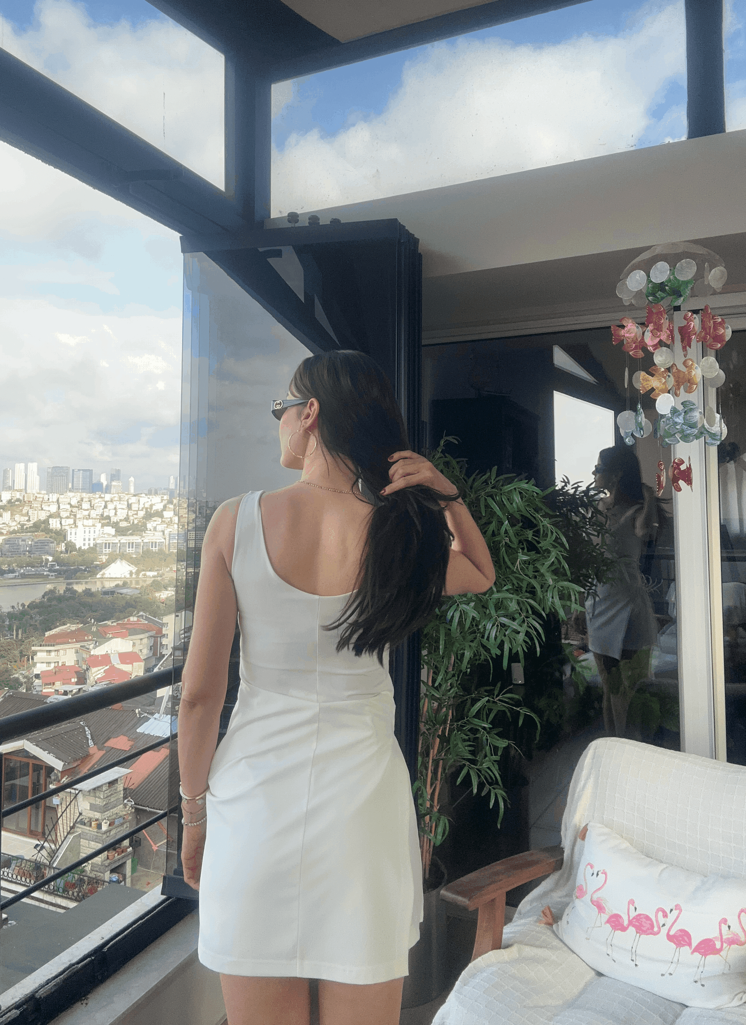 Selora Şort Etek Ekru Mini Elbise 