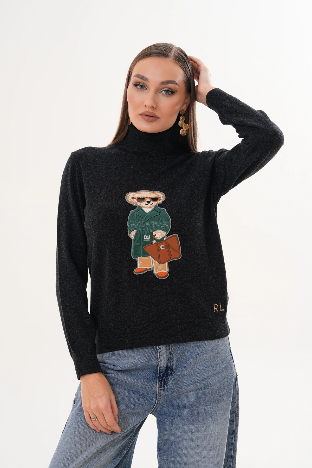 Alondra Ayıcıklı Siyah Kazak 