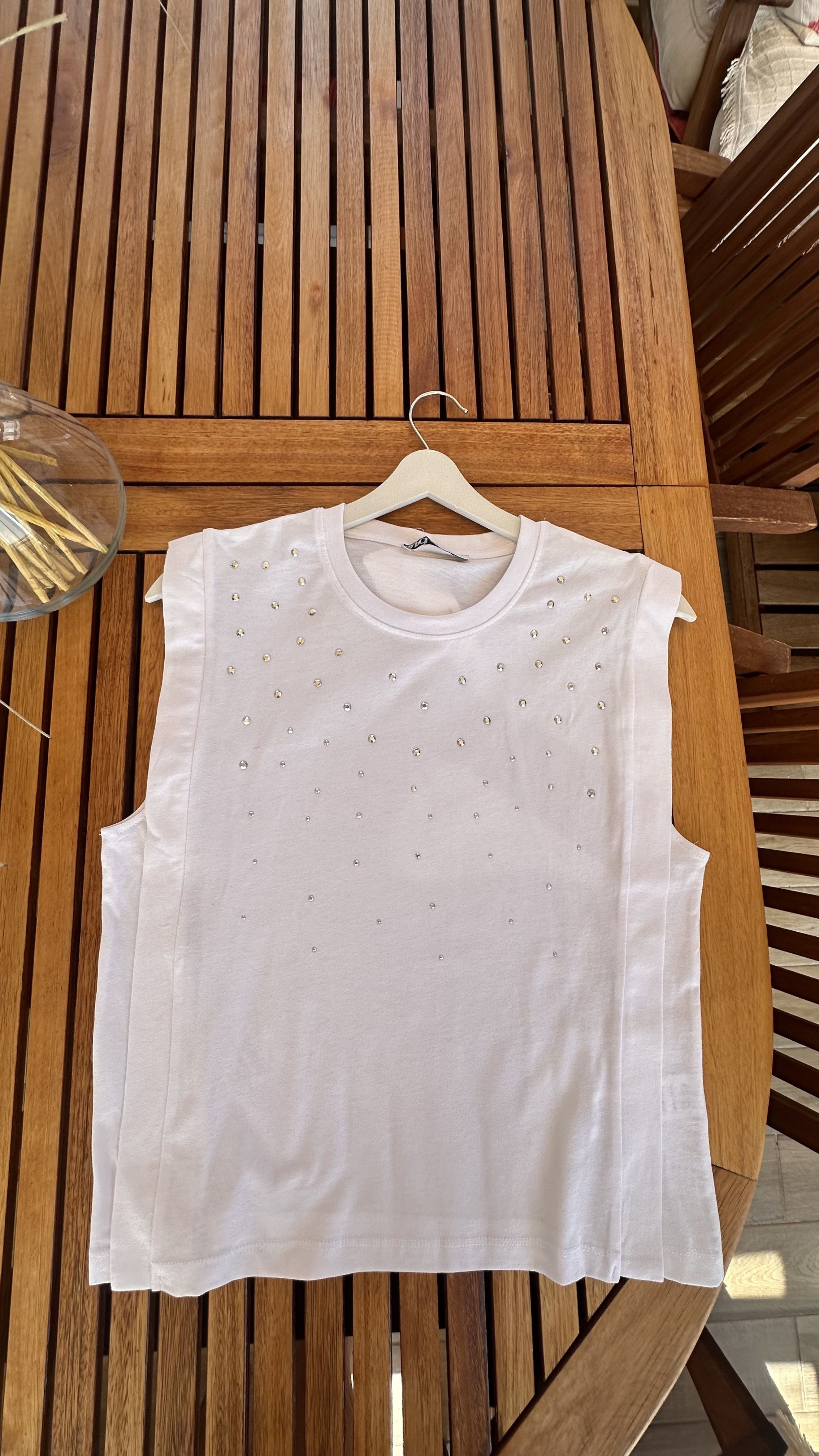 Aria Önü Taşlı Beyaz T-shirt
