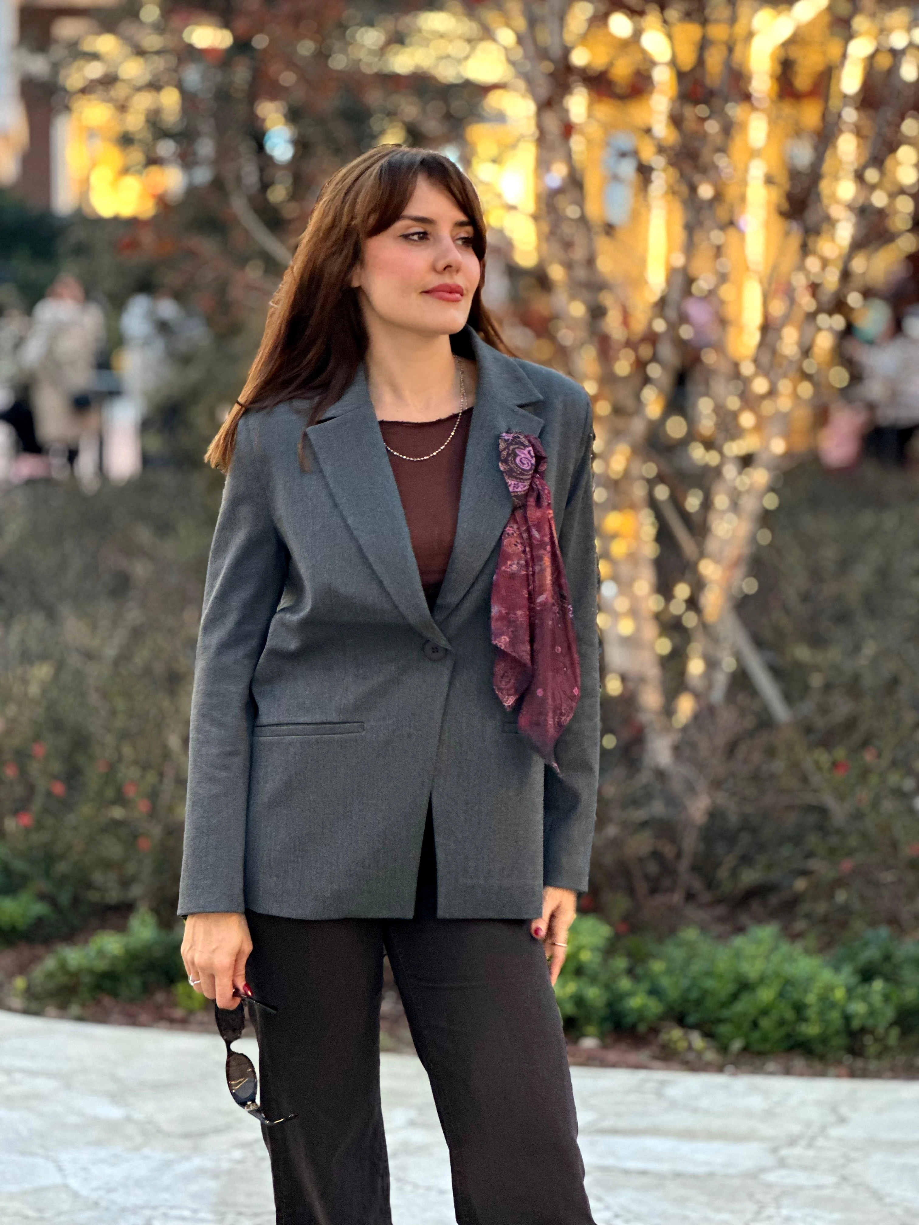 Frontera Antrasit Fularlı Ceket