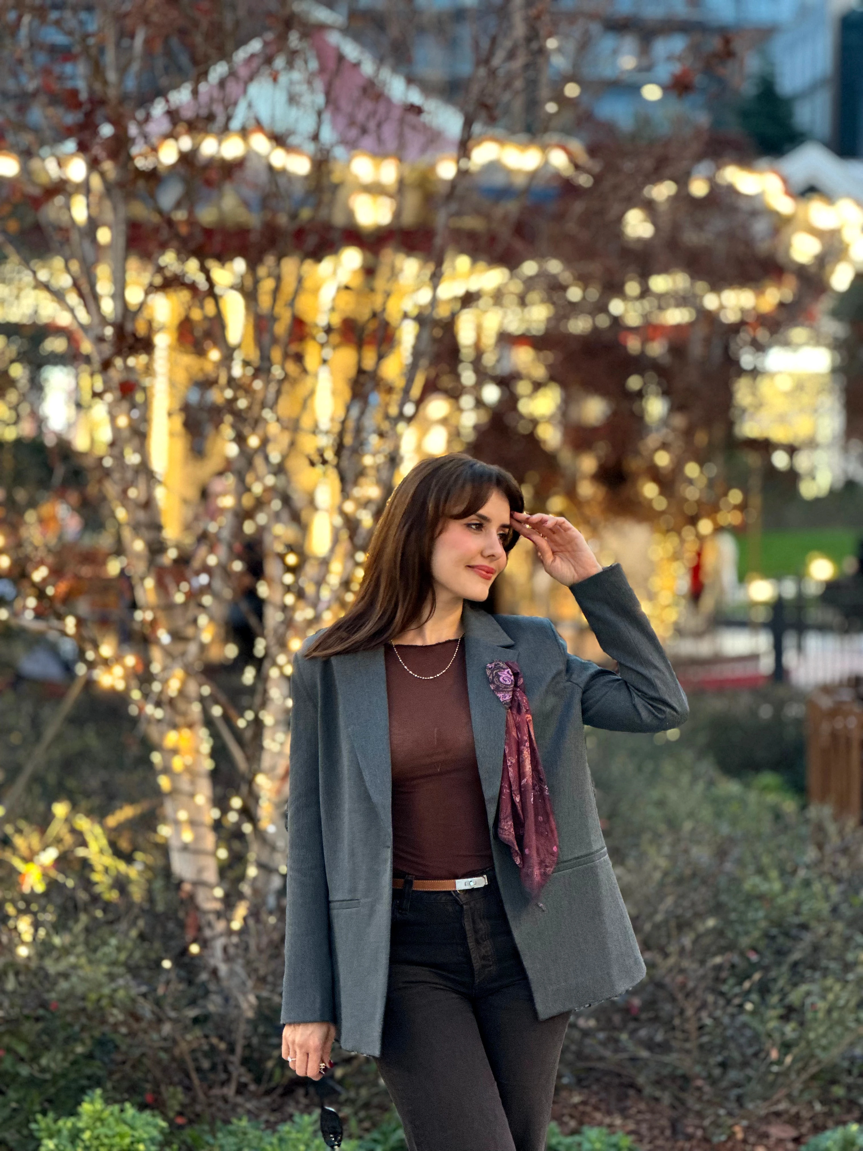 Frontera Antrasit Fularlı Ceket