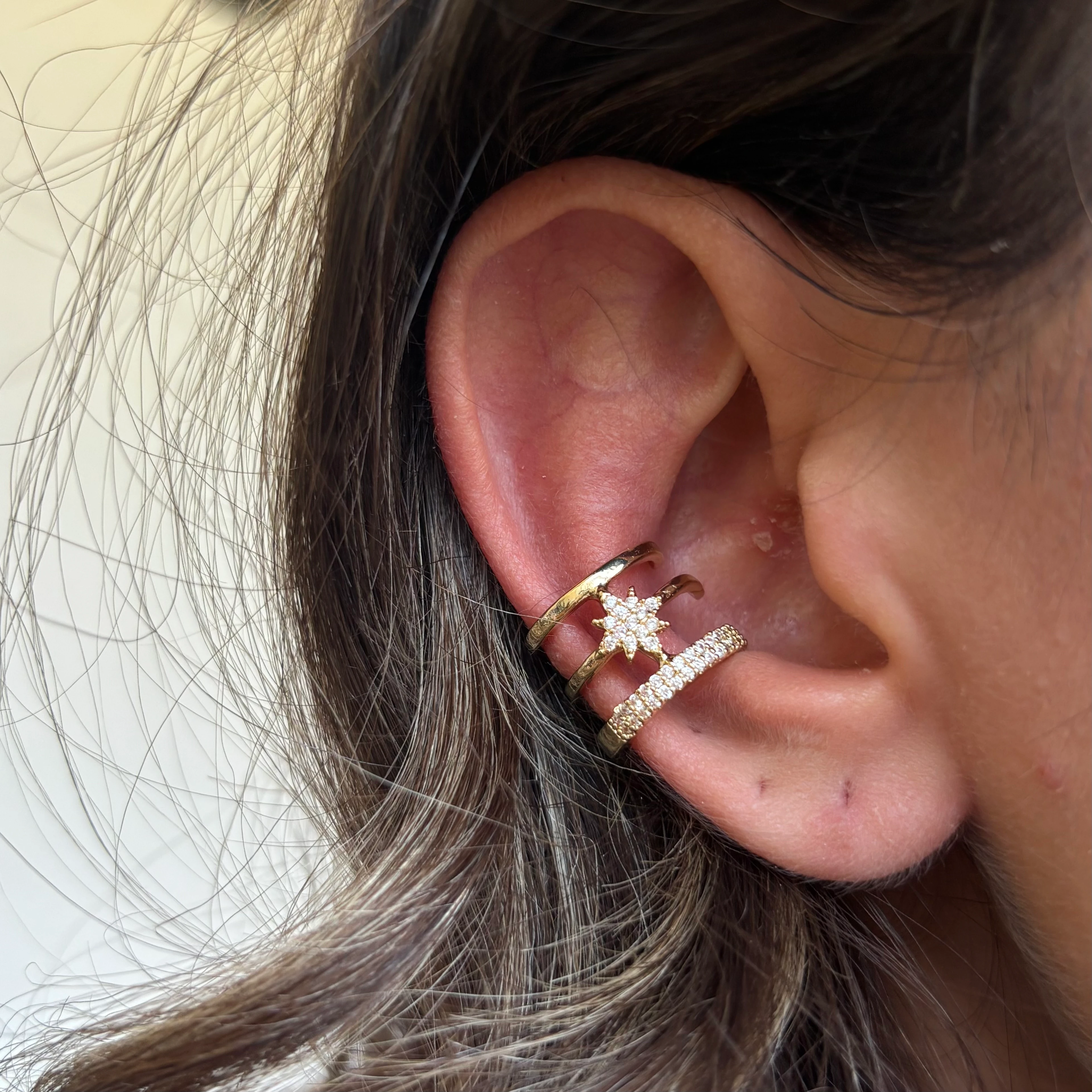 Gold Kutup Yıldızı Taşlı Earcuff