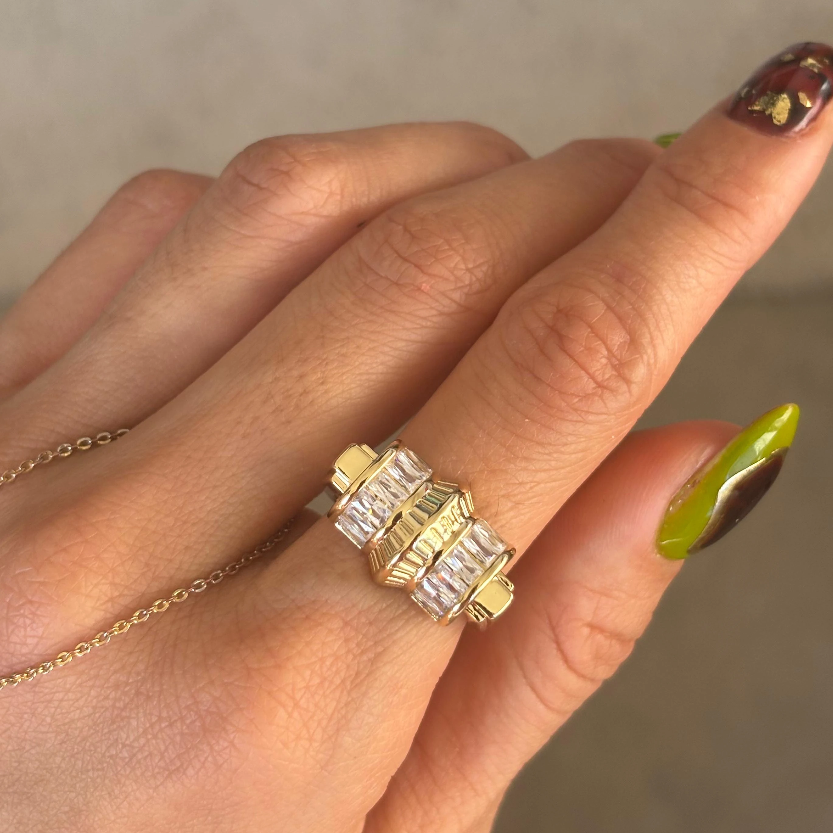 Vip Gold Yassı Taşlı Yüzük