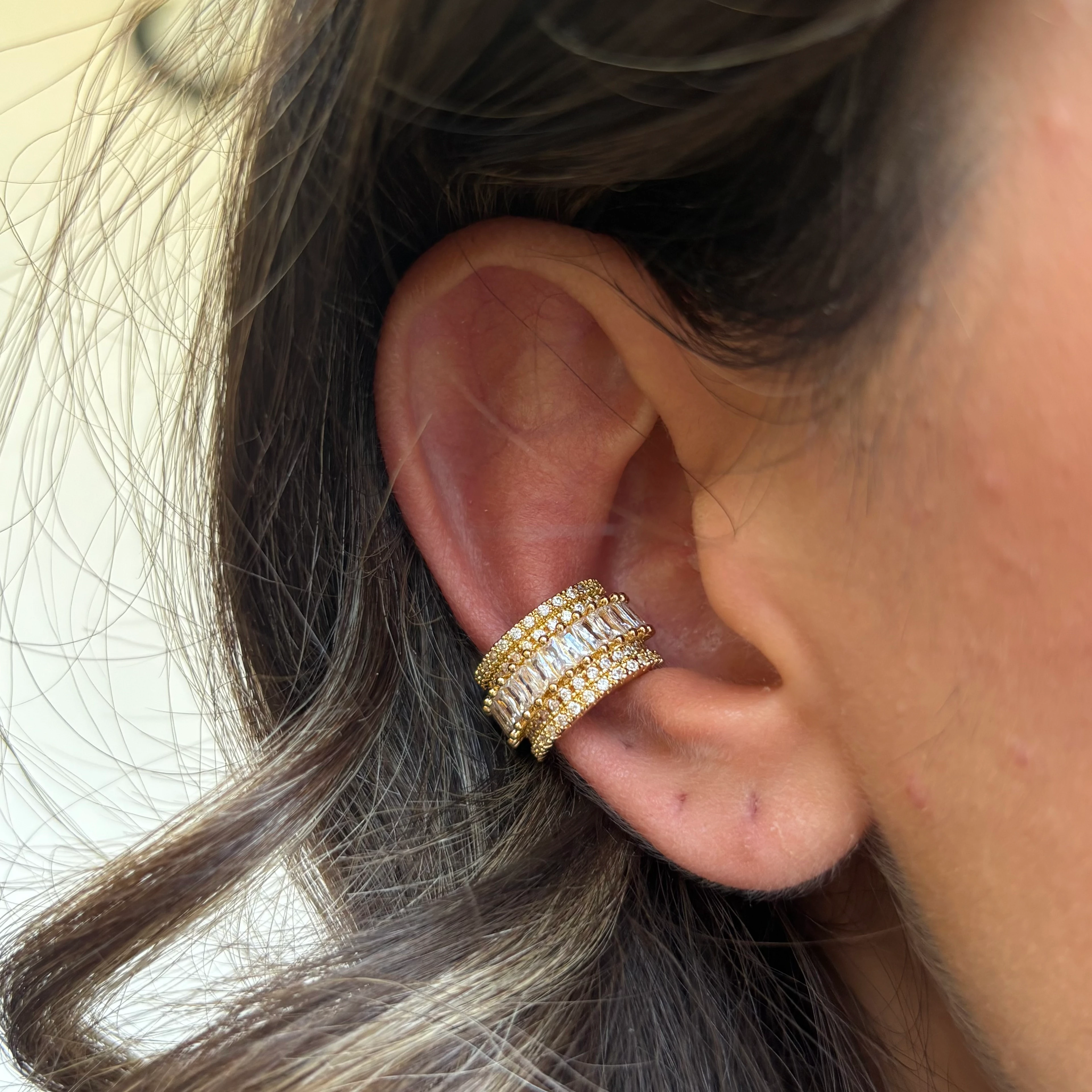 Baget Taşlı Çoklu Gold Earcuff