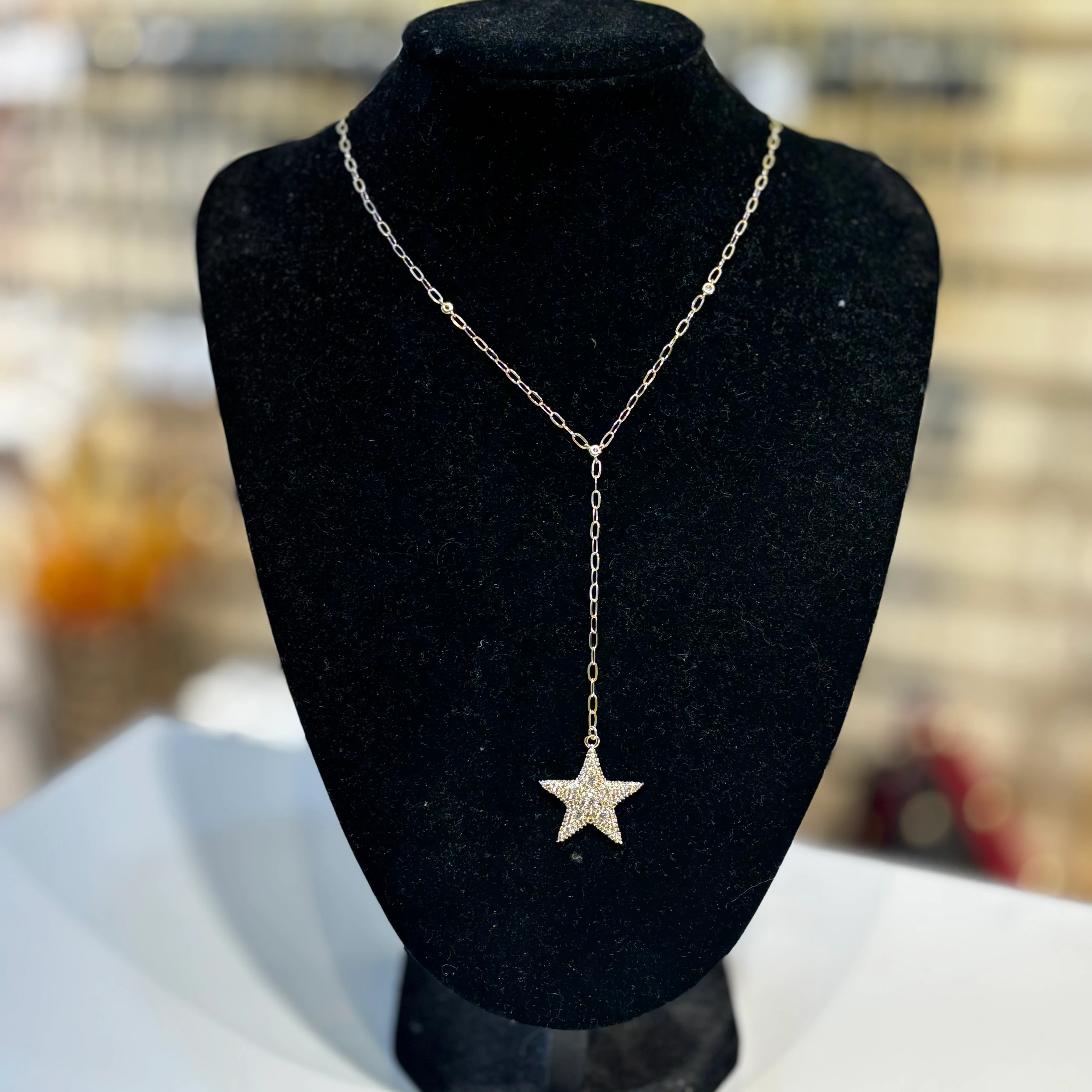 Ucu iri yıldız Y kolye