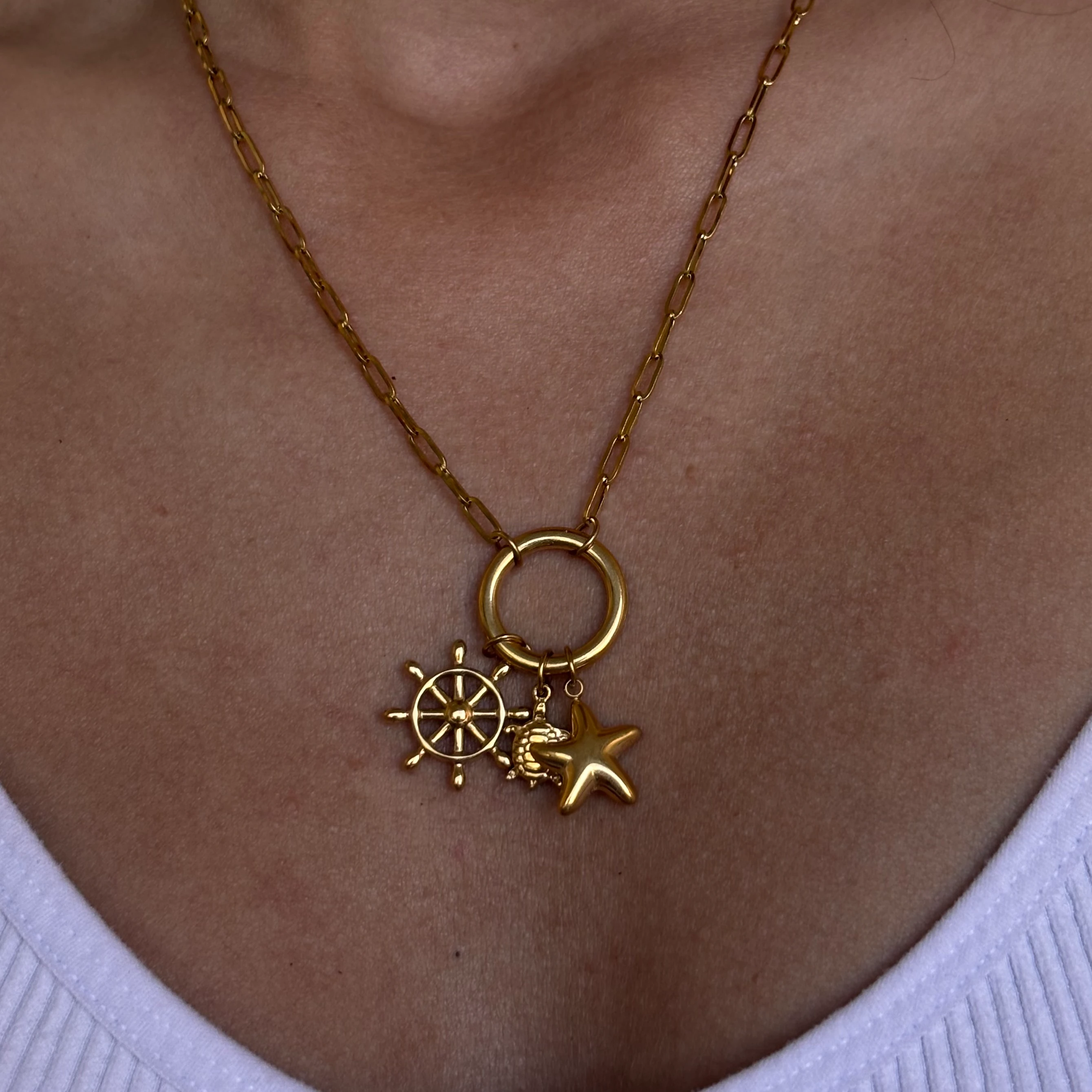 Charm kaplumbağa çelik kolye