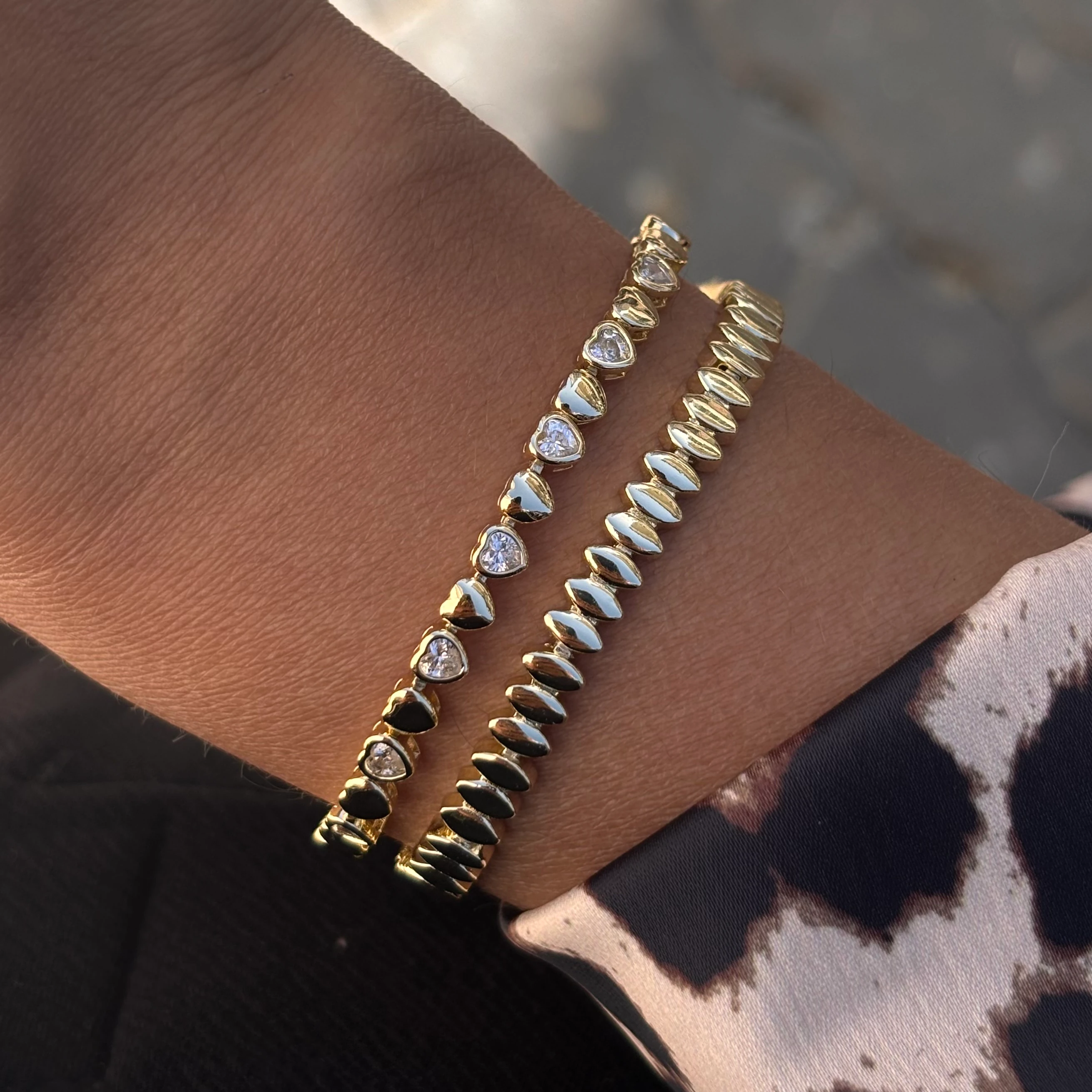 14 K altın kaplama full kalpli sıralı bileklik 