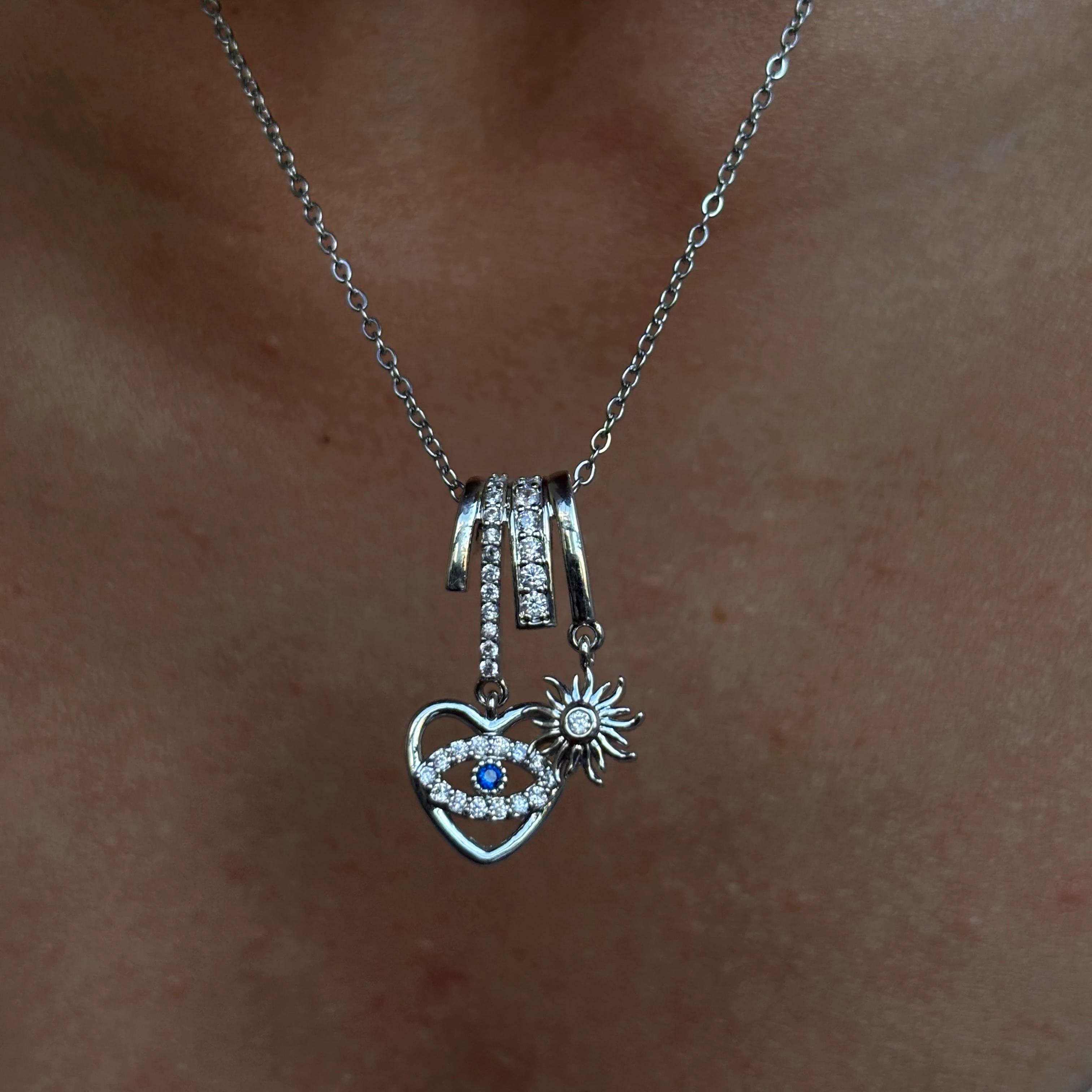 Charm çelik silver kolye