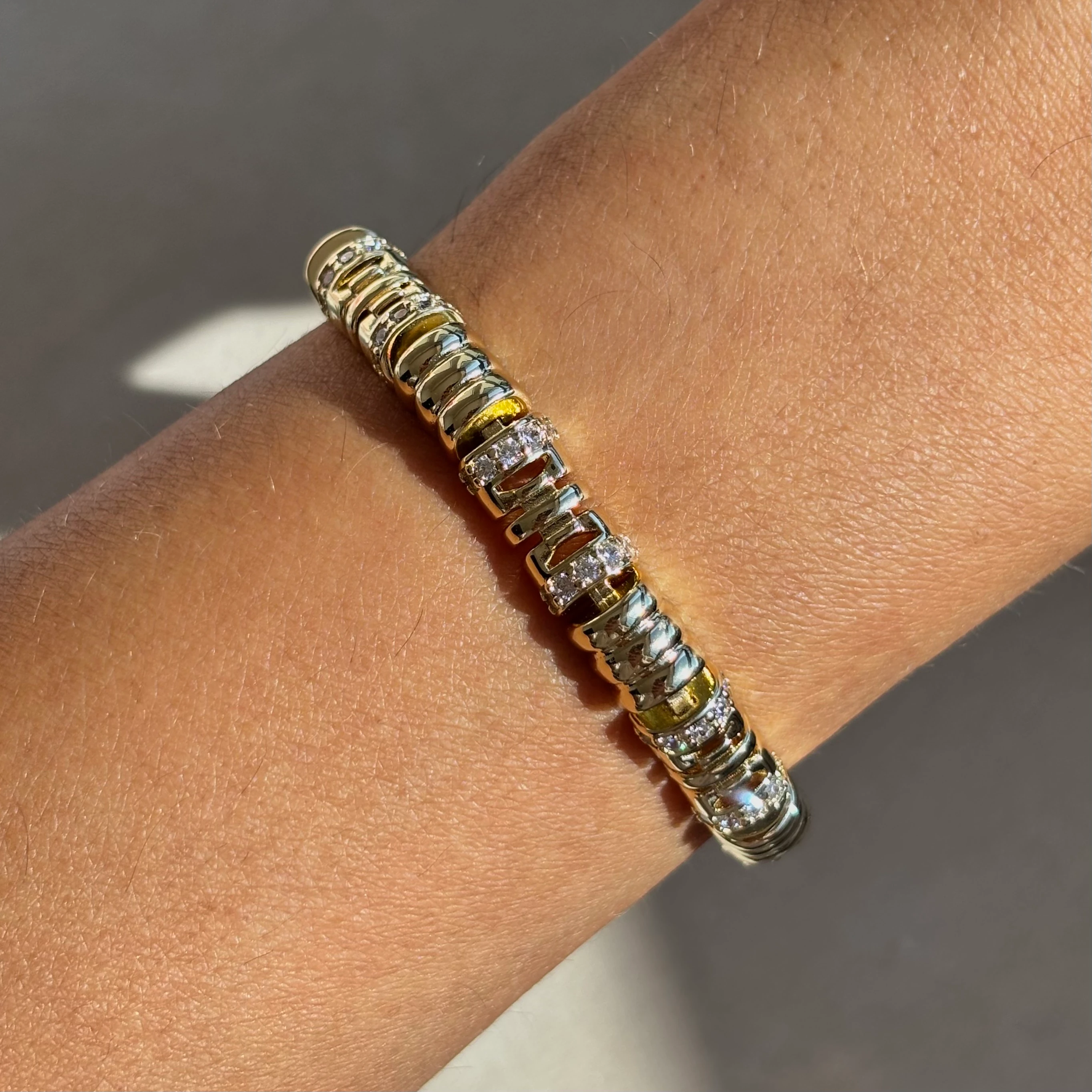 14K altın kaplama taşlı mix bileklik 