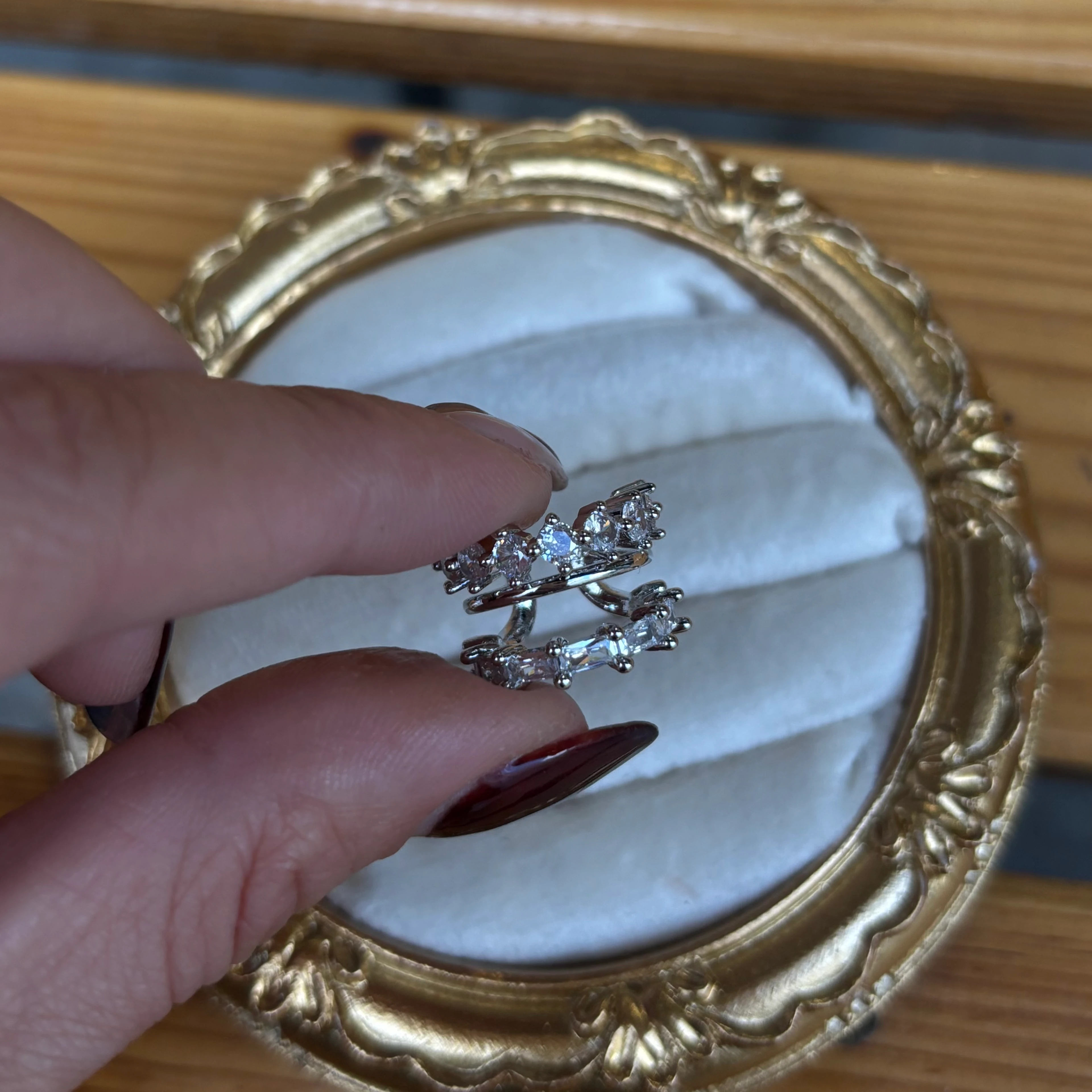  Taşlı 3'lü Görünümlü Silver Earcuff