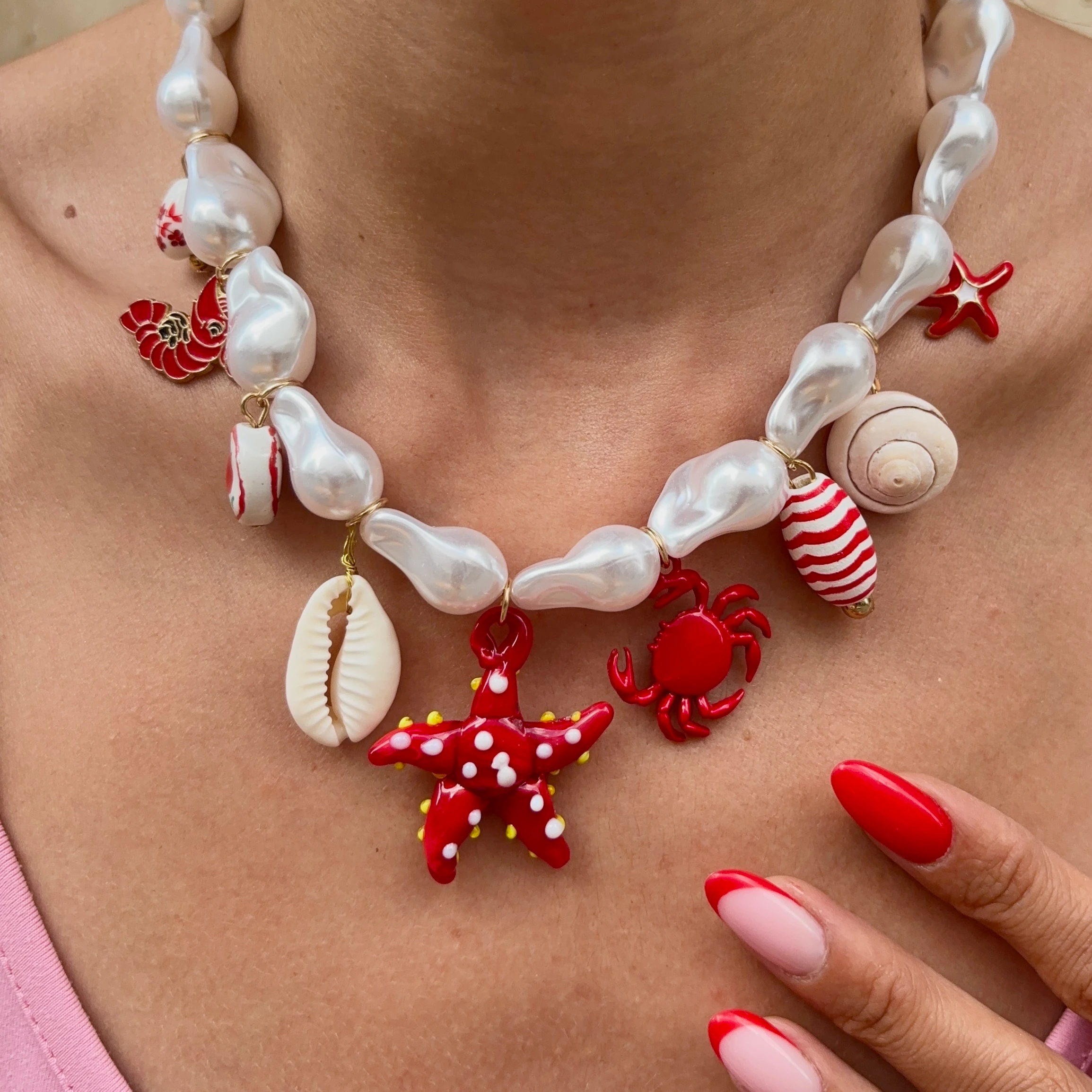 Orj marka incili kırmızı yıldız kolye 