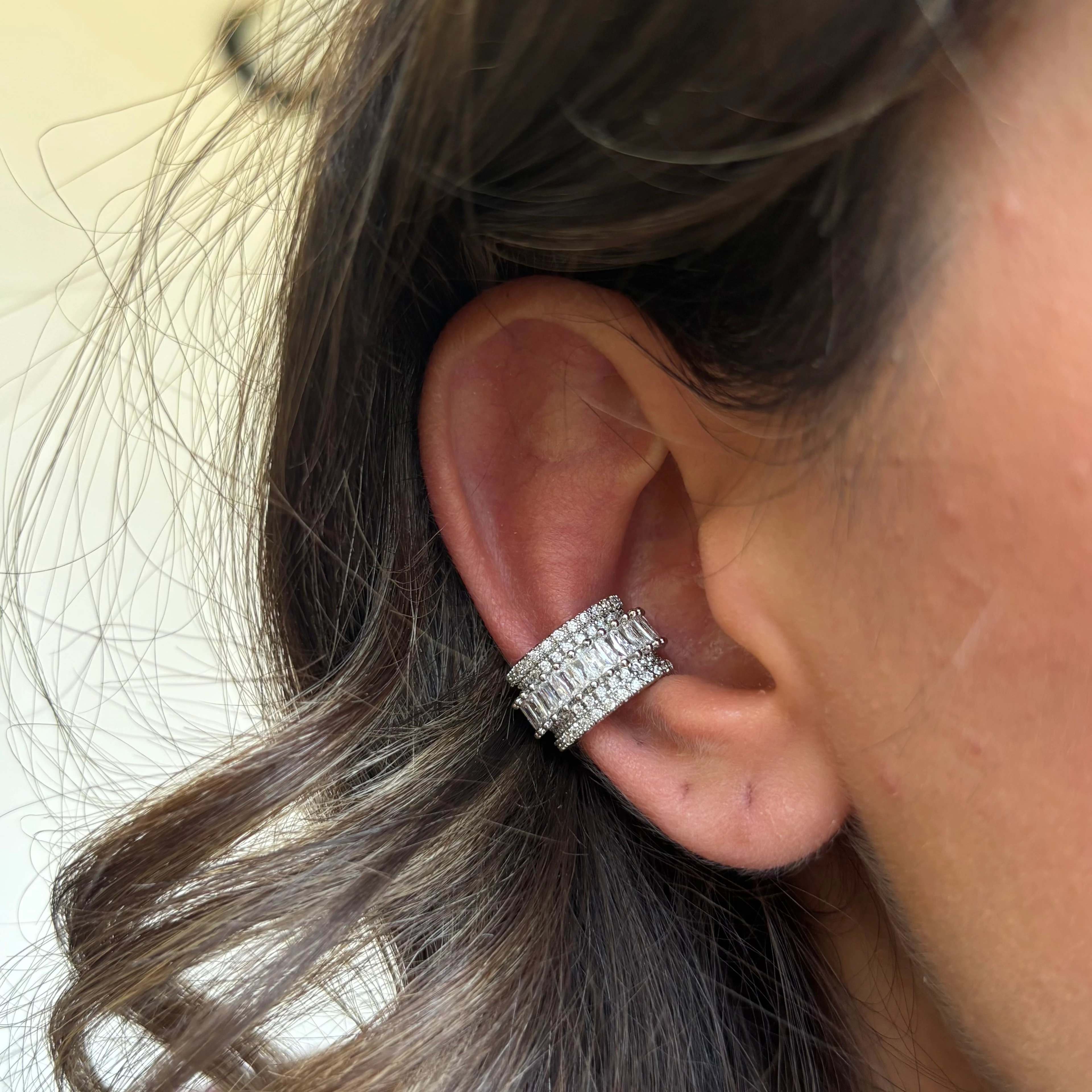 Baget Taşlı Çoklu Silver Earcuff