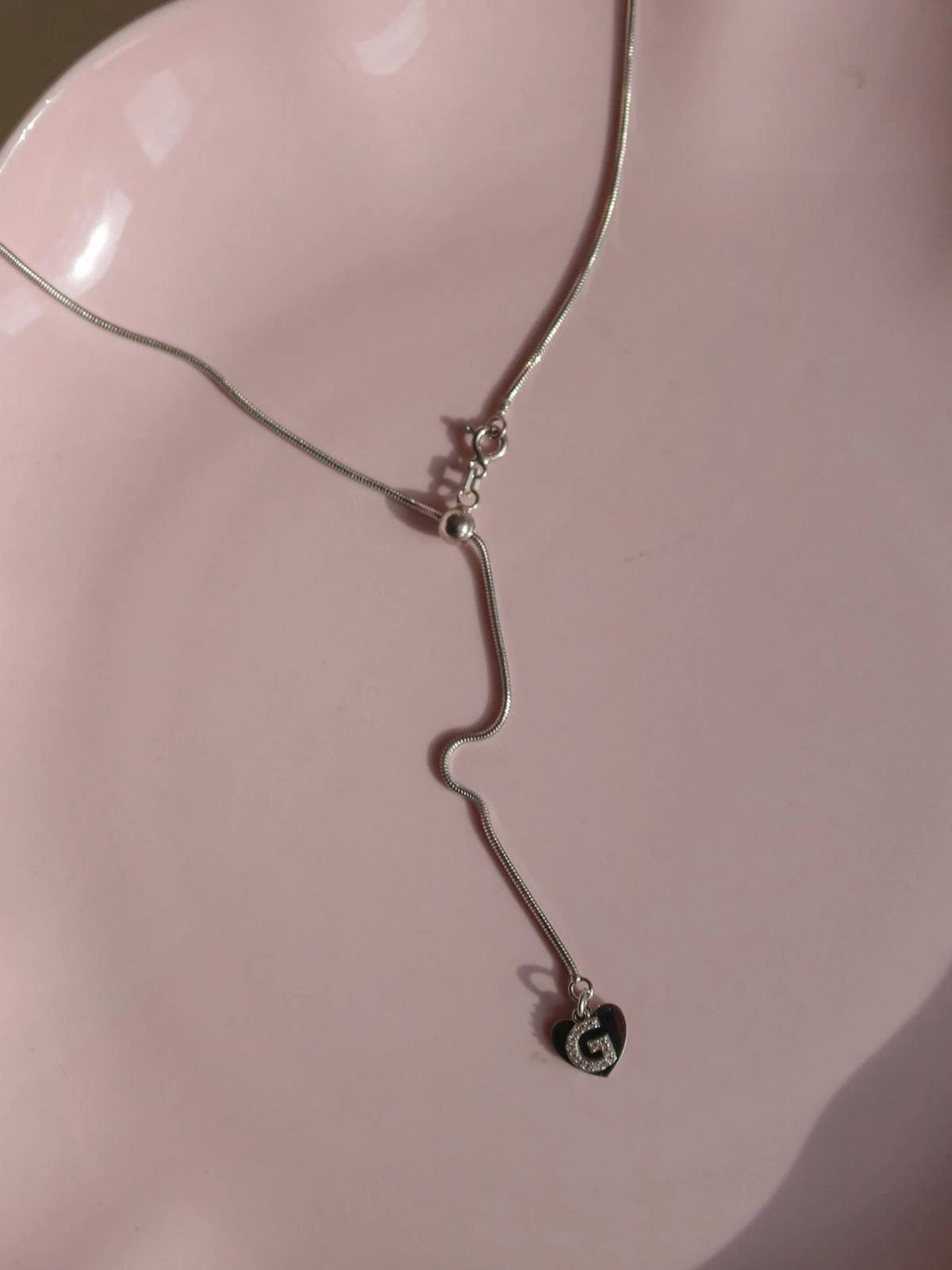 Adjustable Heart Letter Necklace 925 Silver
