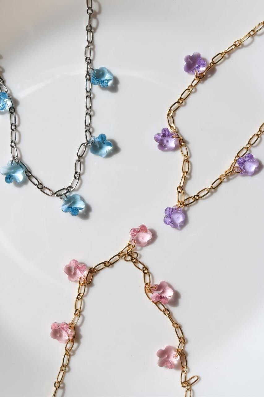 Lavender & Bleu & Rose Swarovski Daisy Necklace