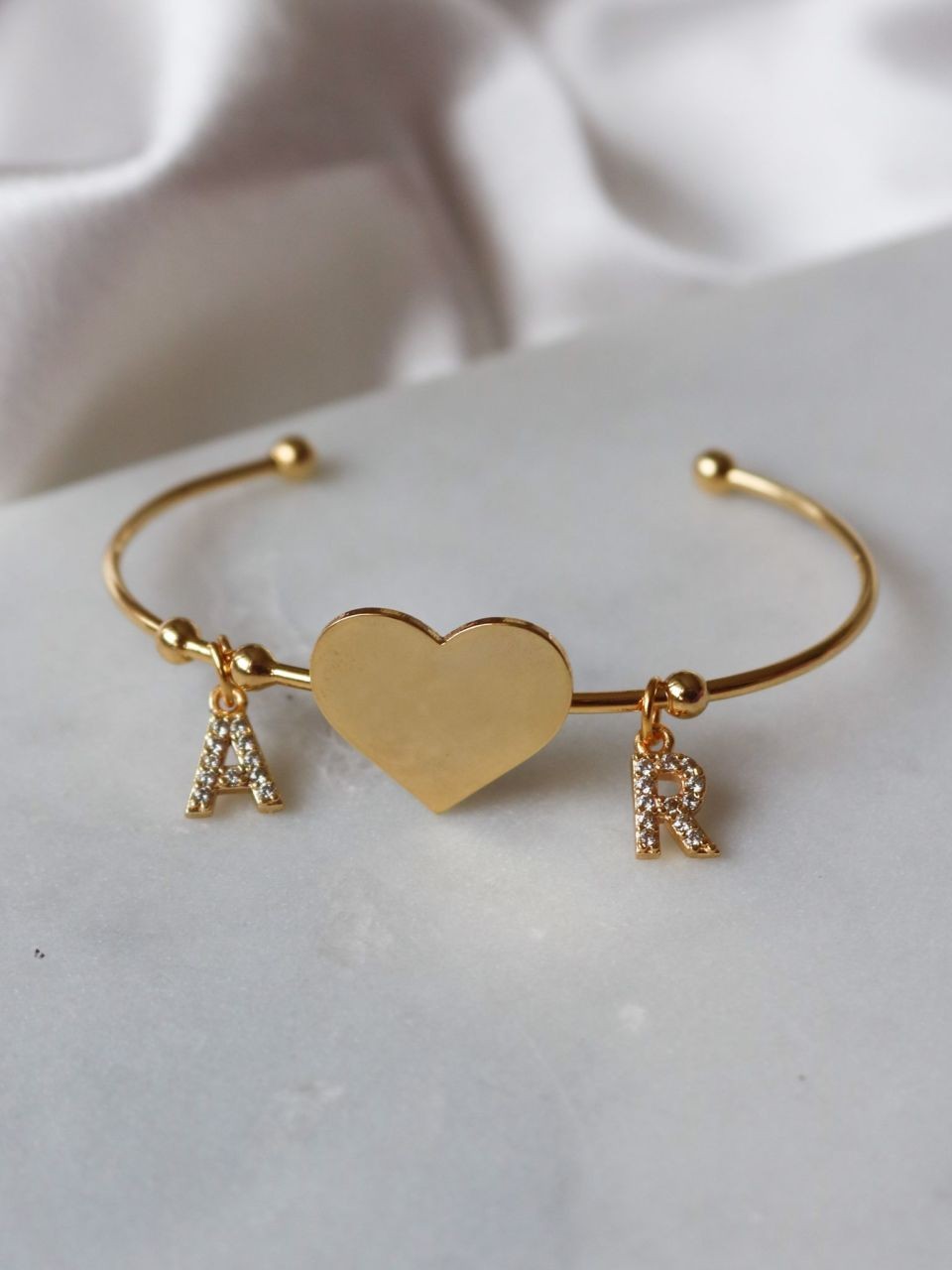 Gold Heart Aesthetic Letter Bracelet