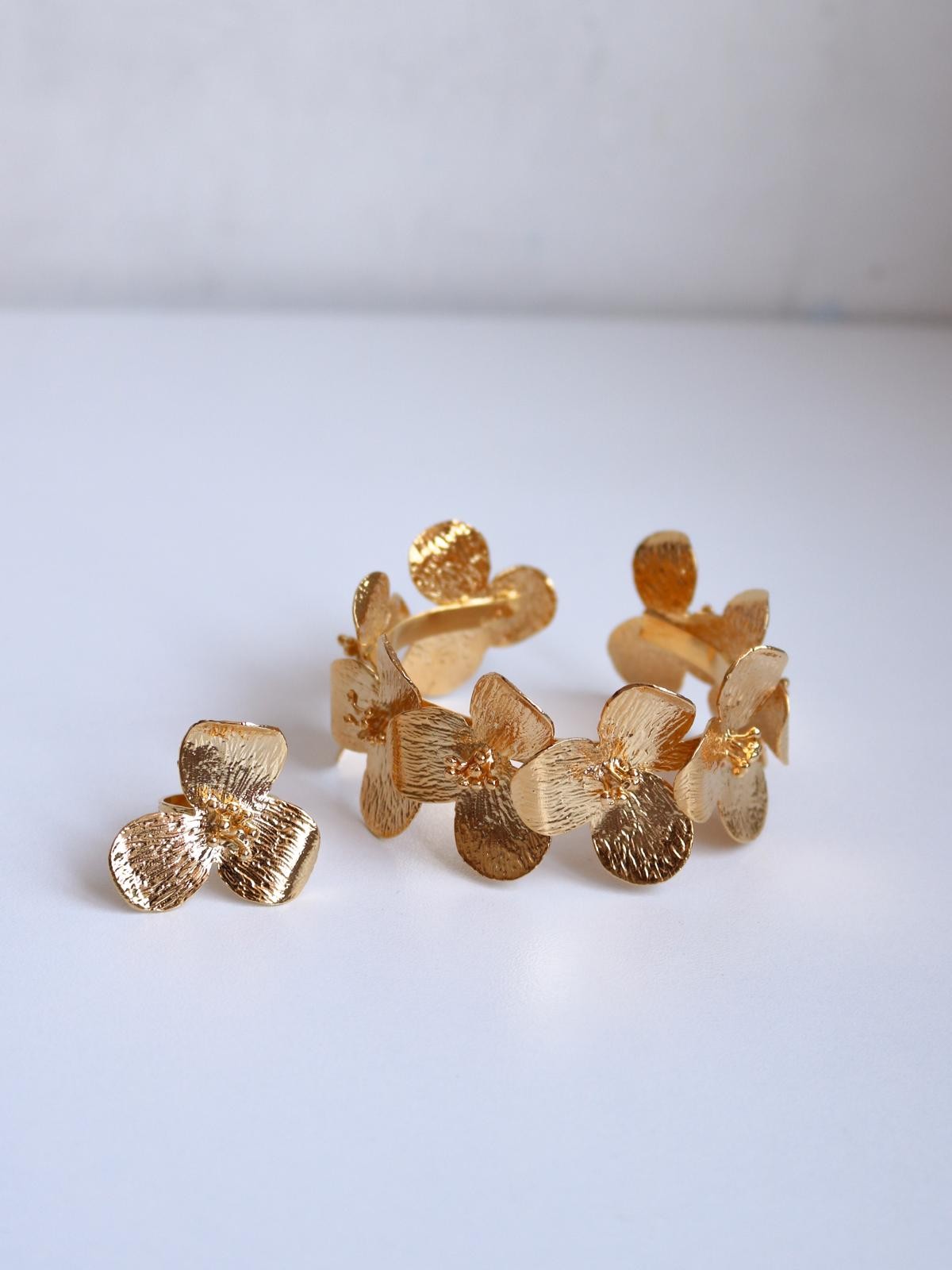 Golden Flora Bracelet and Ring Set