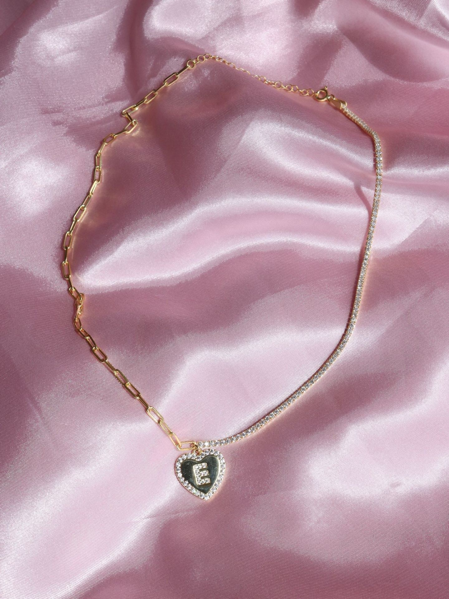 Heart Letter Waterway 925 Silver Choker Necklace