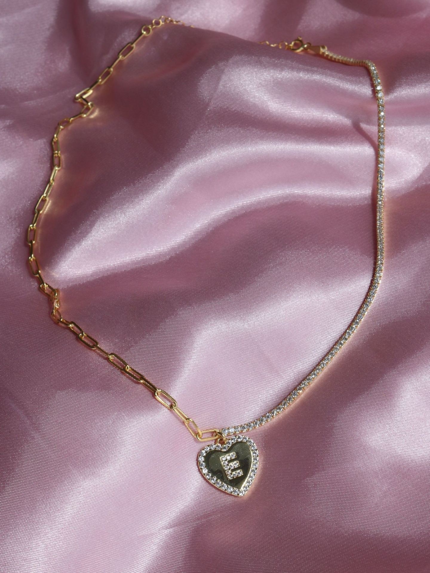 Heart Letter Waterway 925 Silver Choker Necklace