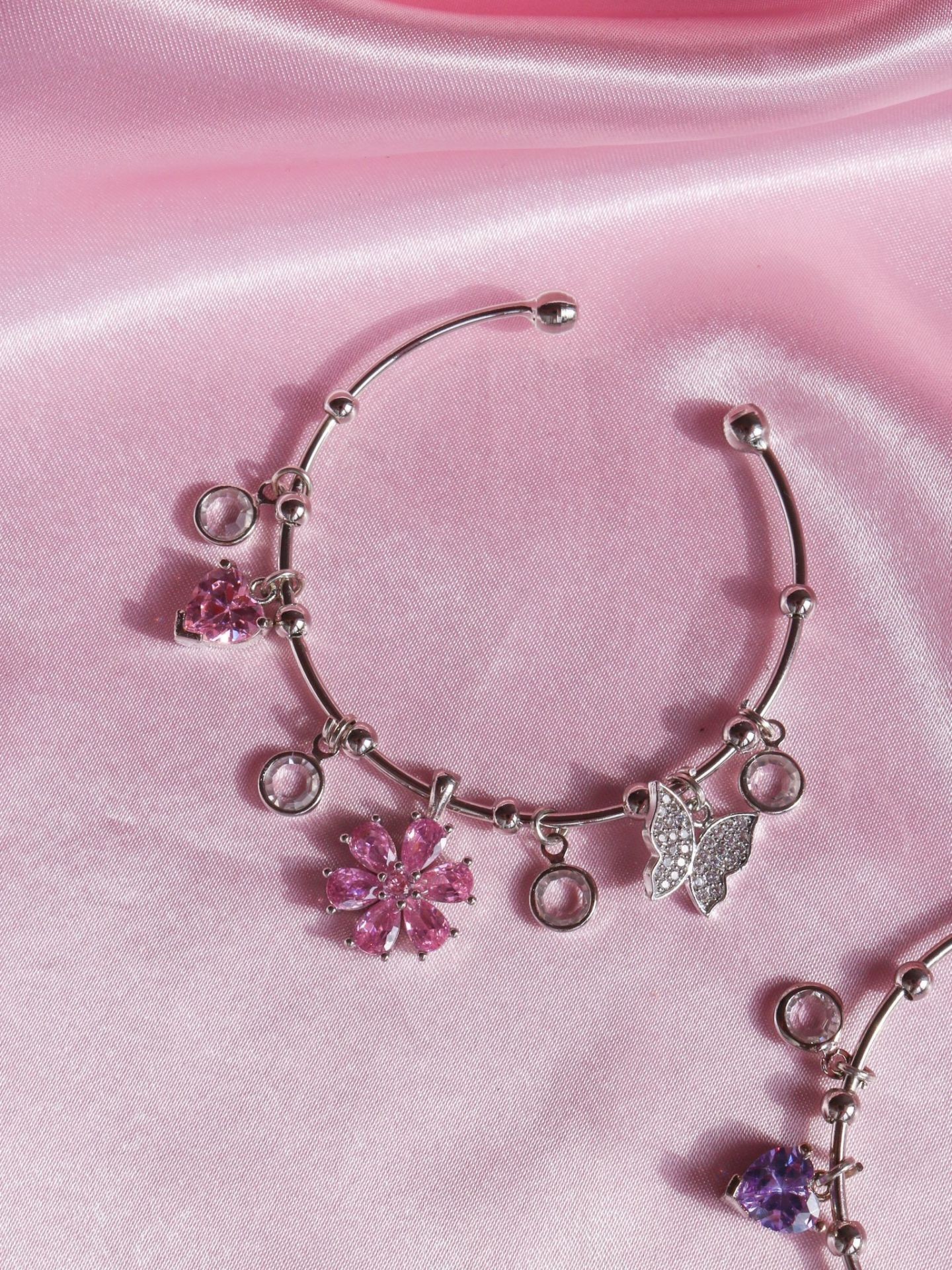Pink & Purple Flower Bracelet