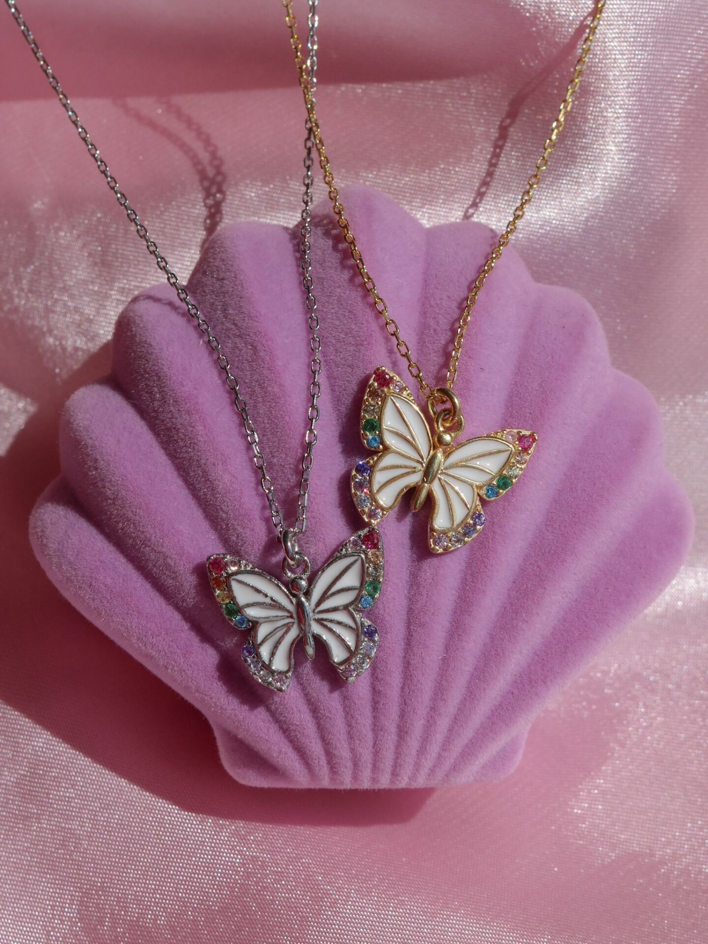 Rainbow Butterfly 925 Silver Necklace